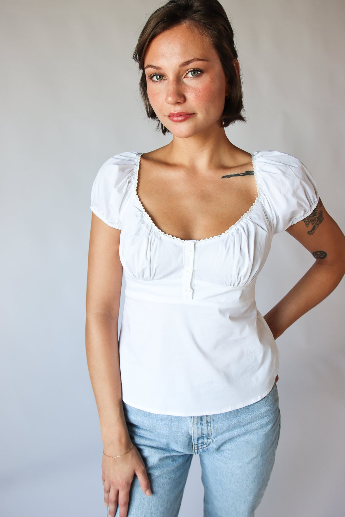Cap Sleeve Babydoll Top