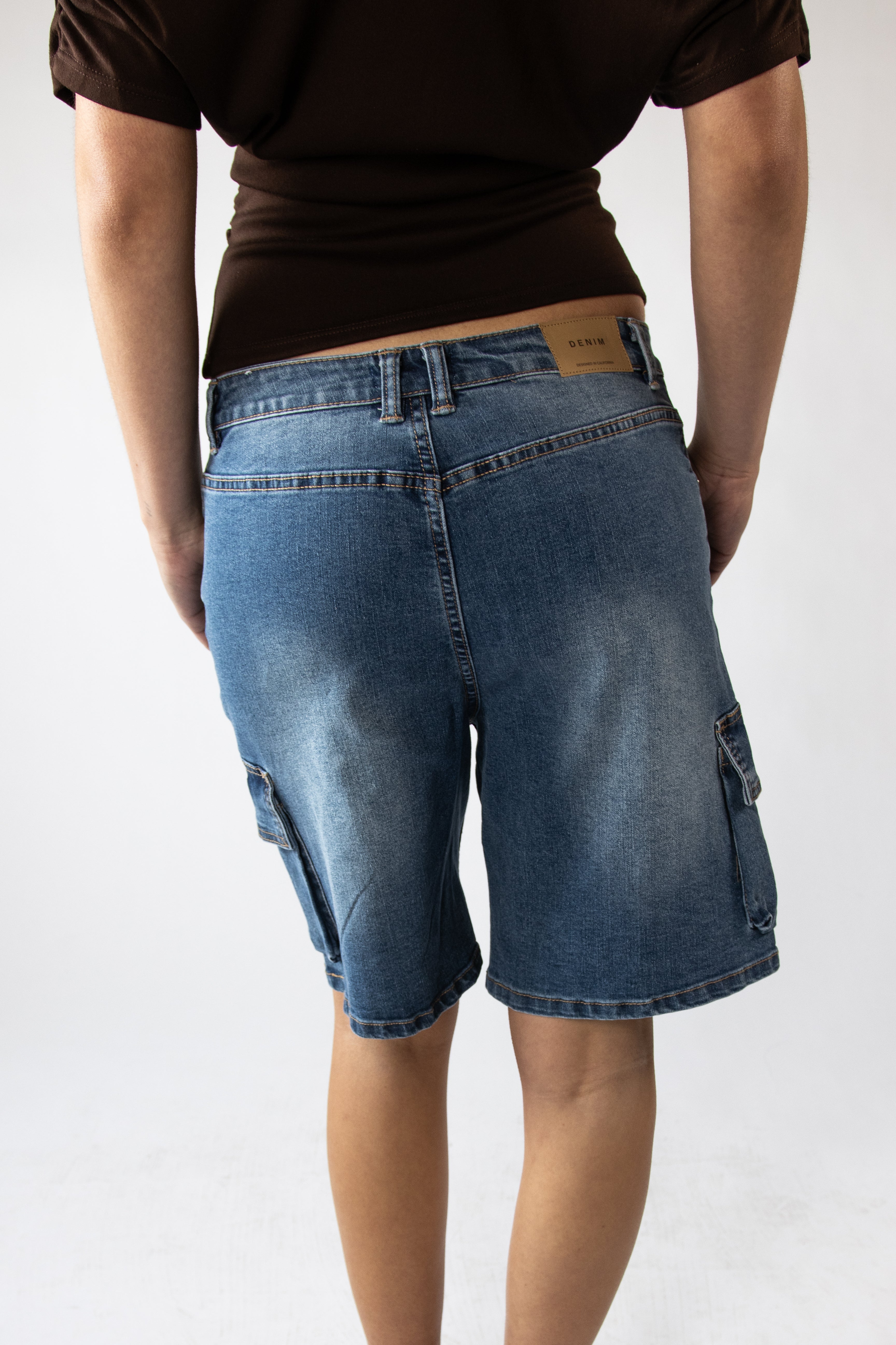 Stretch Denim Cargo Jorts