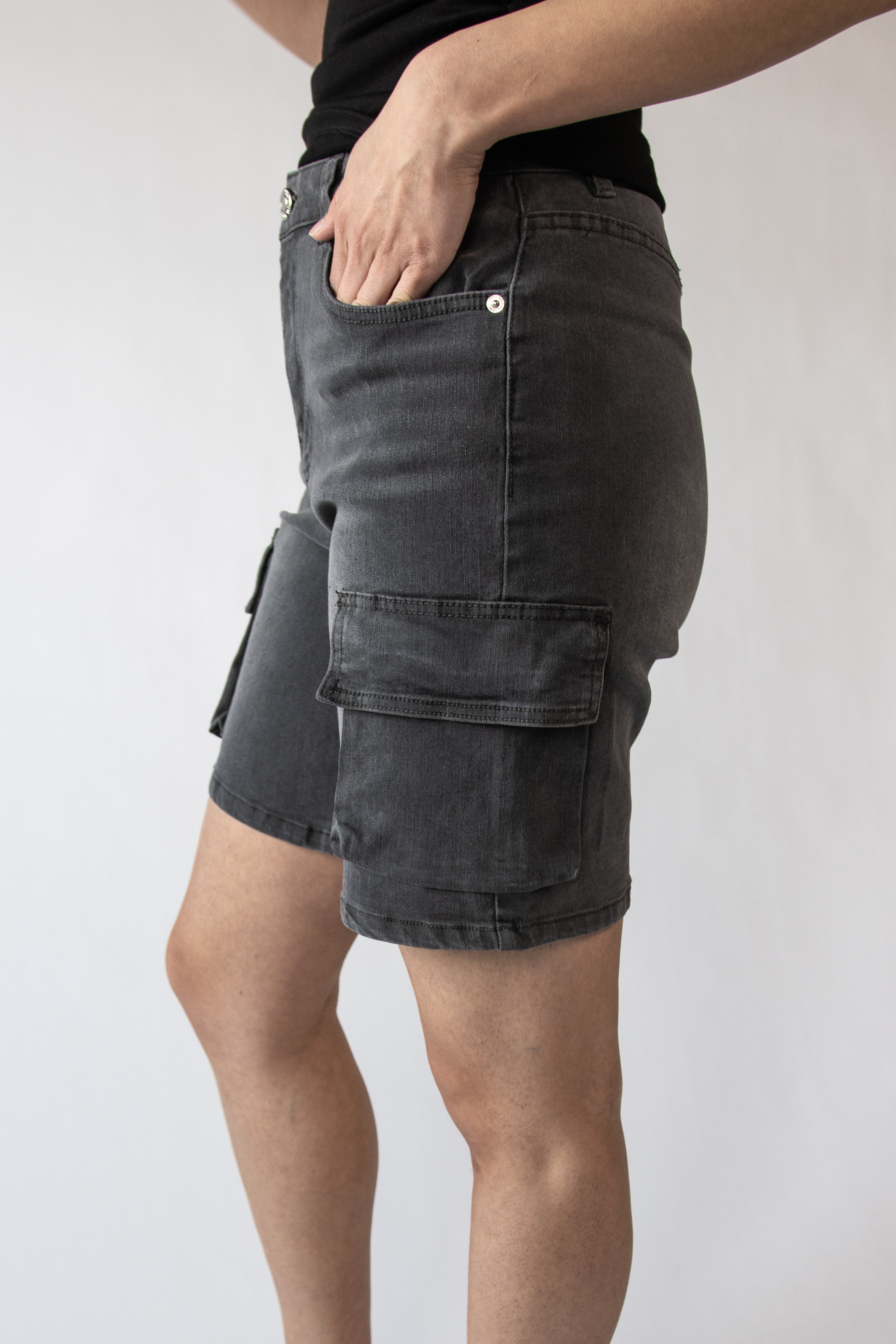 Stretch Denim Cargo Jorts