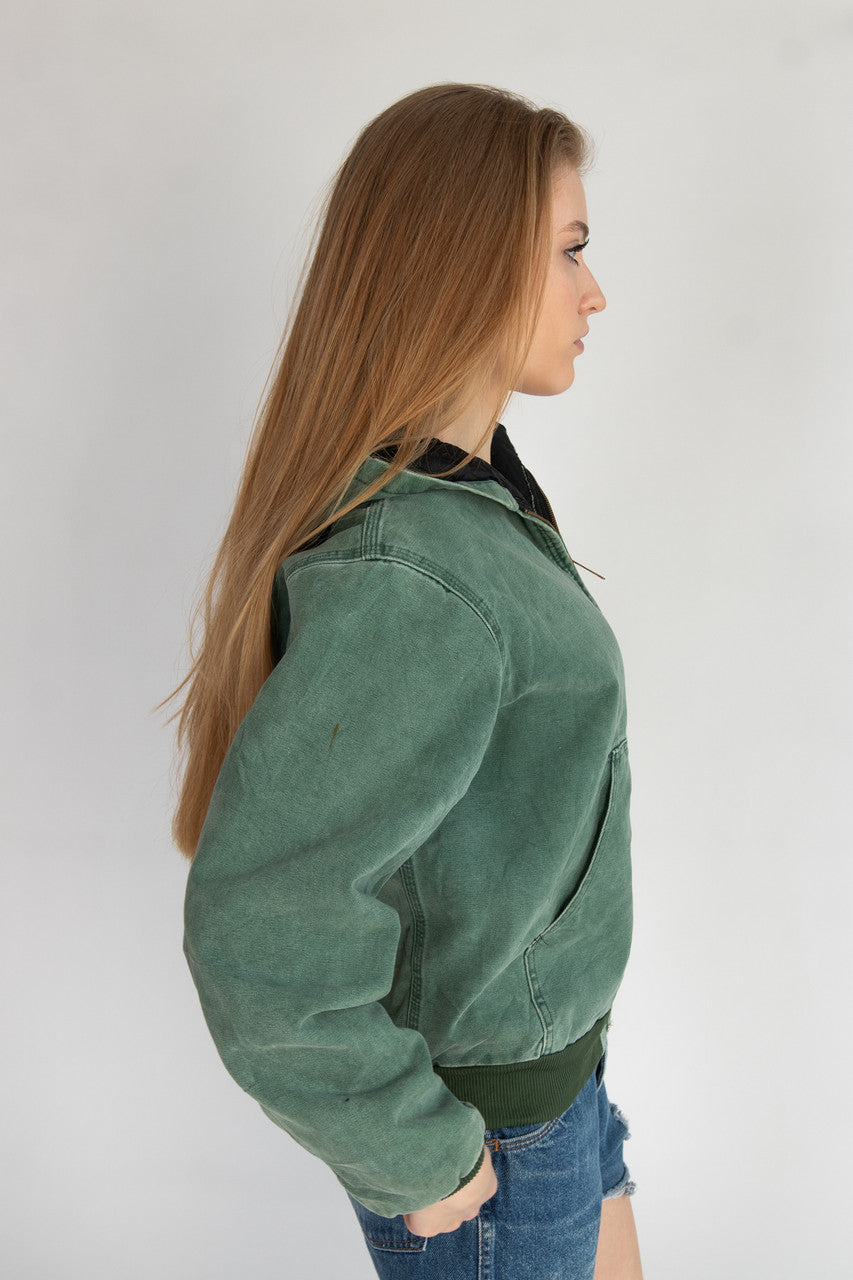 Sage Green Hooded Carhartt Jacket JQ694 (1990s)