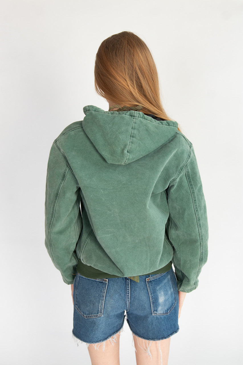 Sage Green Hooded Carhartt Jacket JQ694 (1990s)