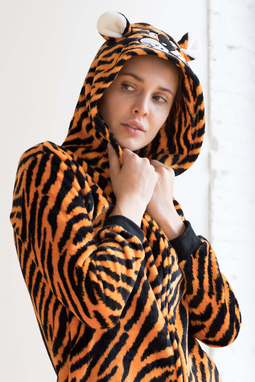 Cartoon Tiger Print Onesie Pajamas
