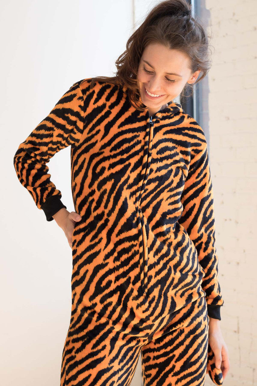 Cartoon Tiger Print Onesie Pajamas