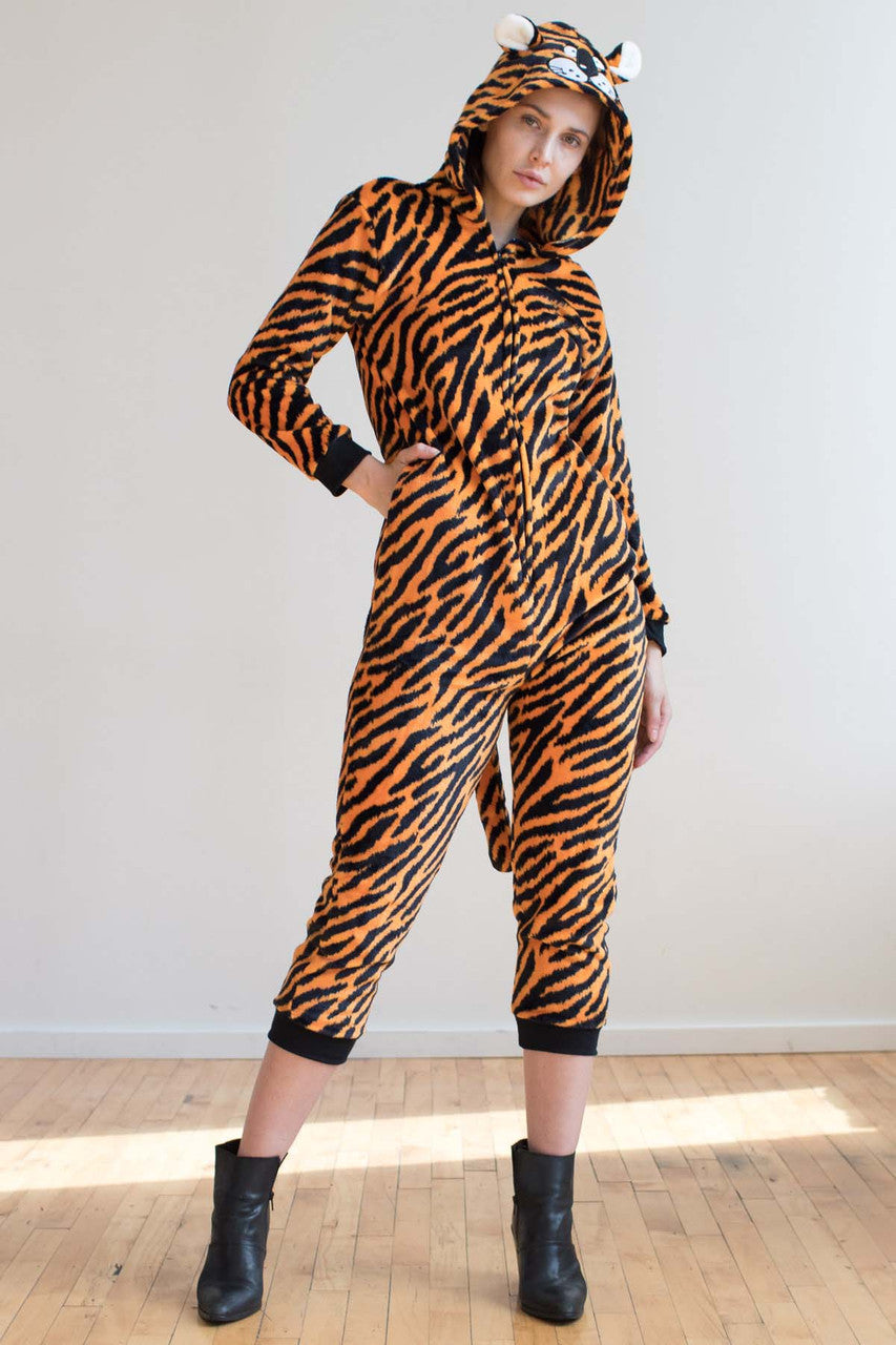 Cartoon Tiger Print Onesie Pajamas