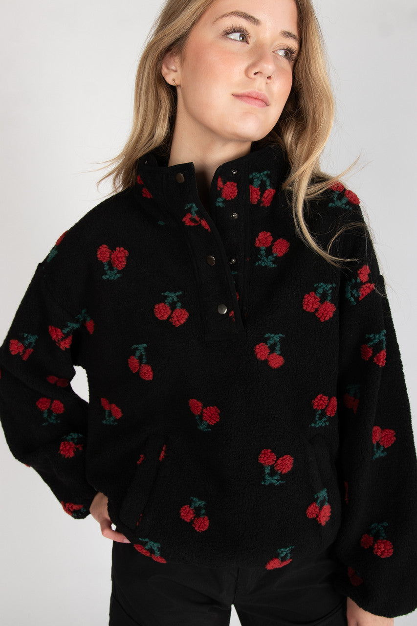 Cherry Pattern Fleece Pullover