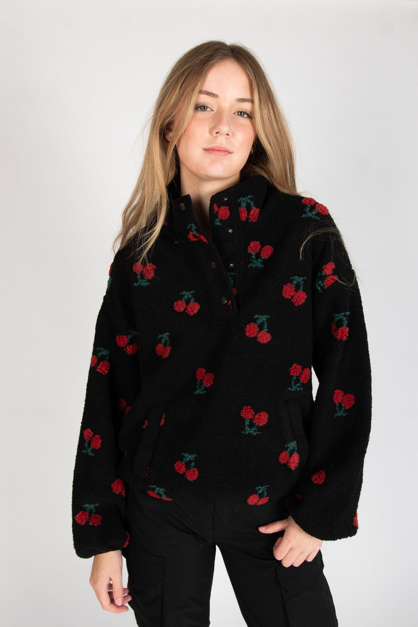 Cherry Pattern Fleece Pullover