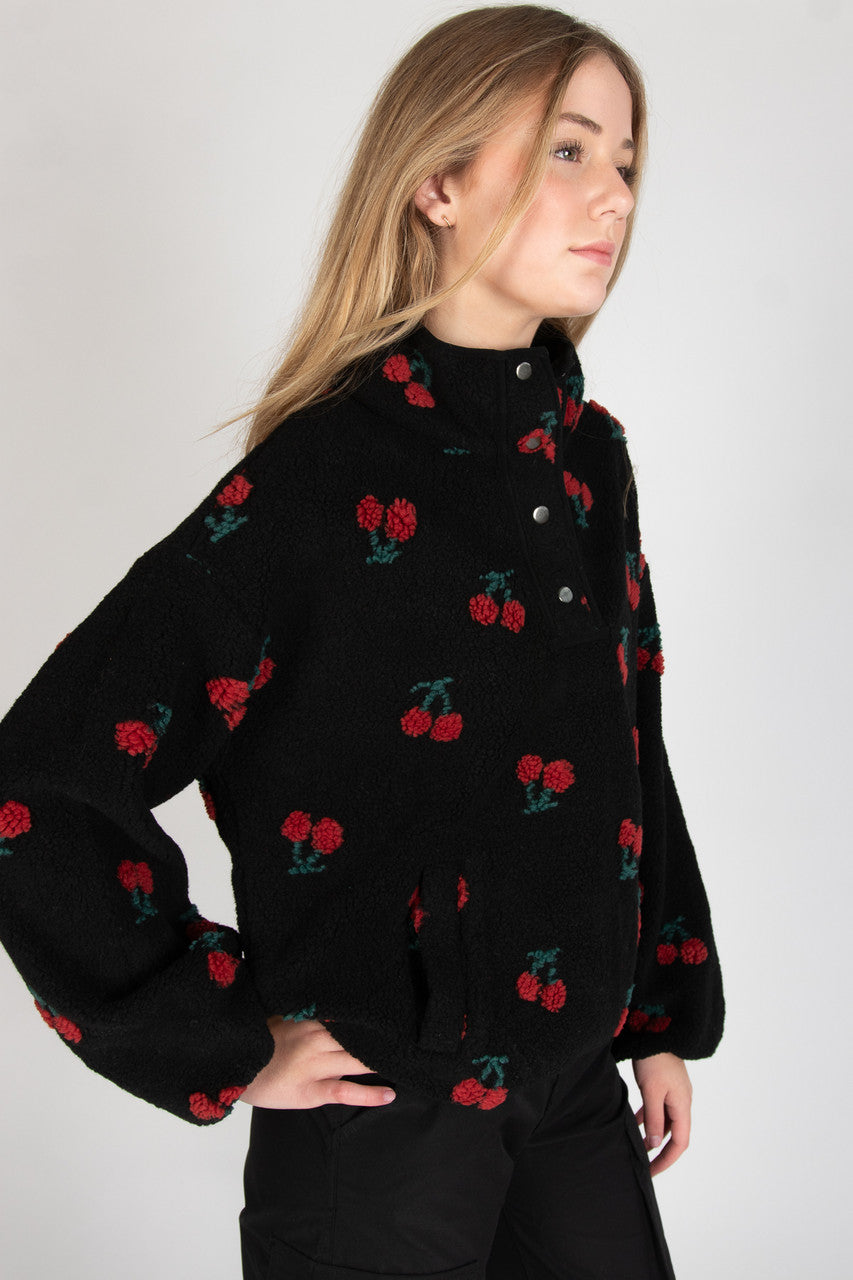 Cherry Pattern Fleece Pullover
