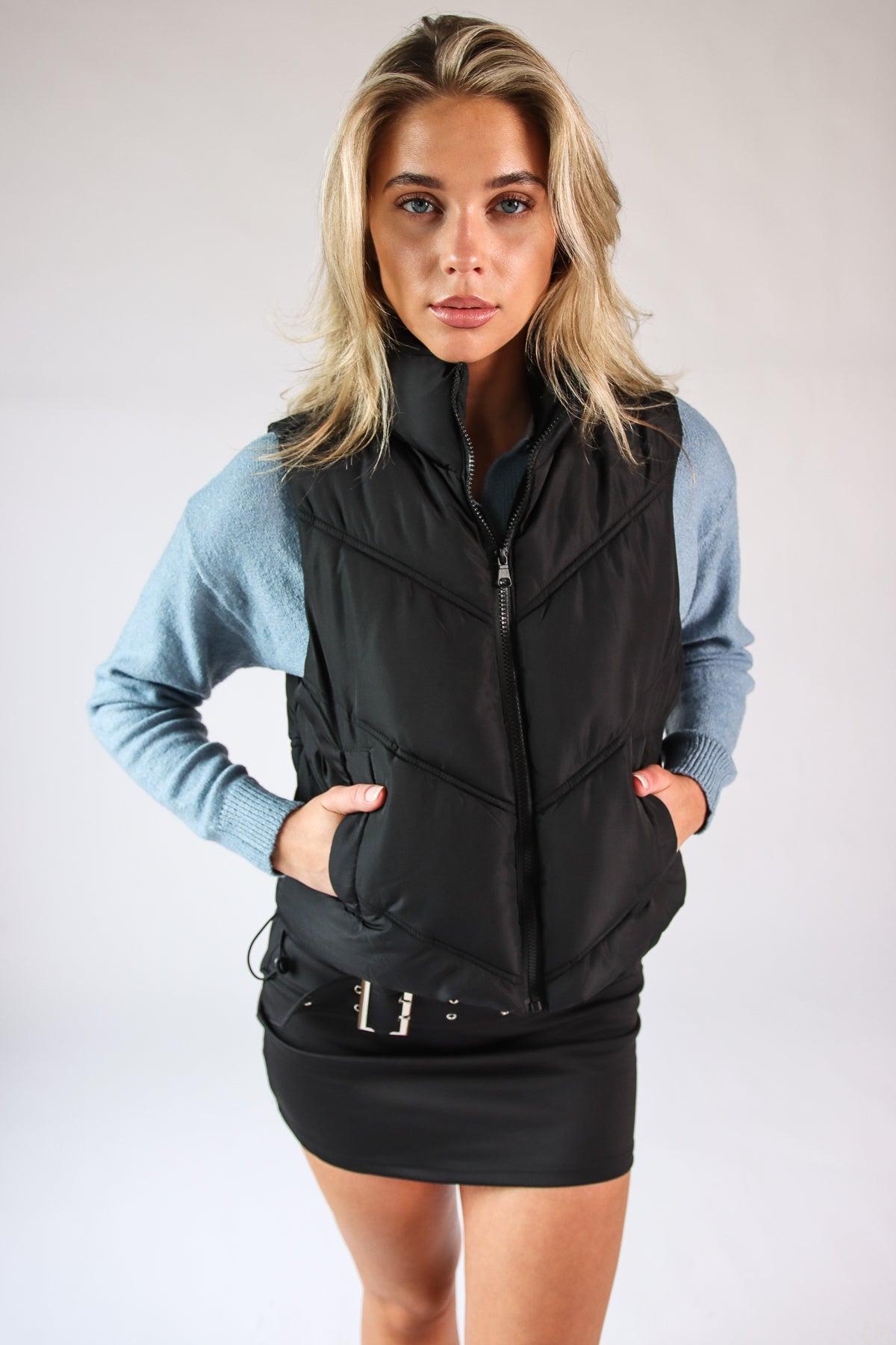 Chevron Puffer Vest black