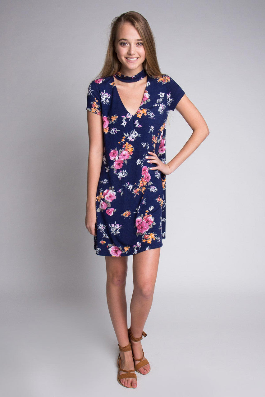 Choker Floral Swing Dress