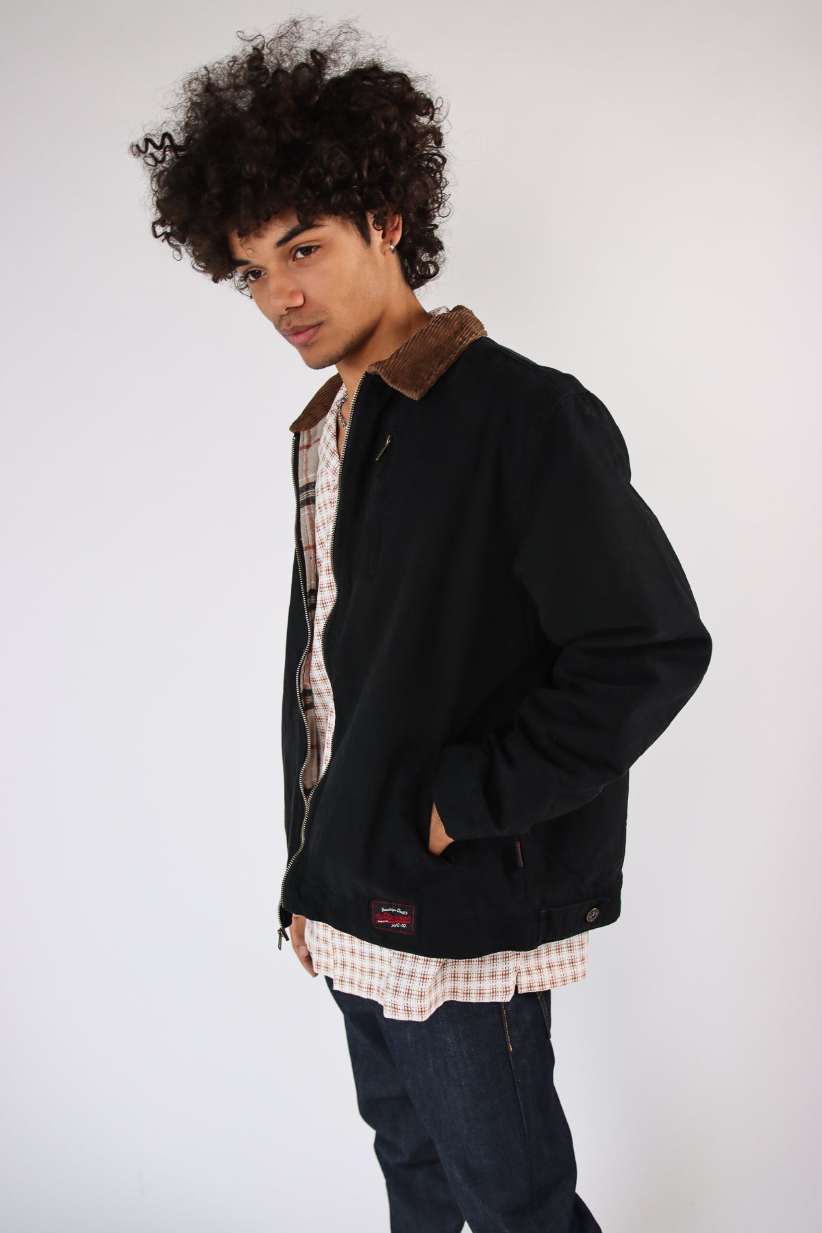 Corduroy Collar Canvas Jacket