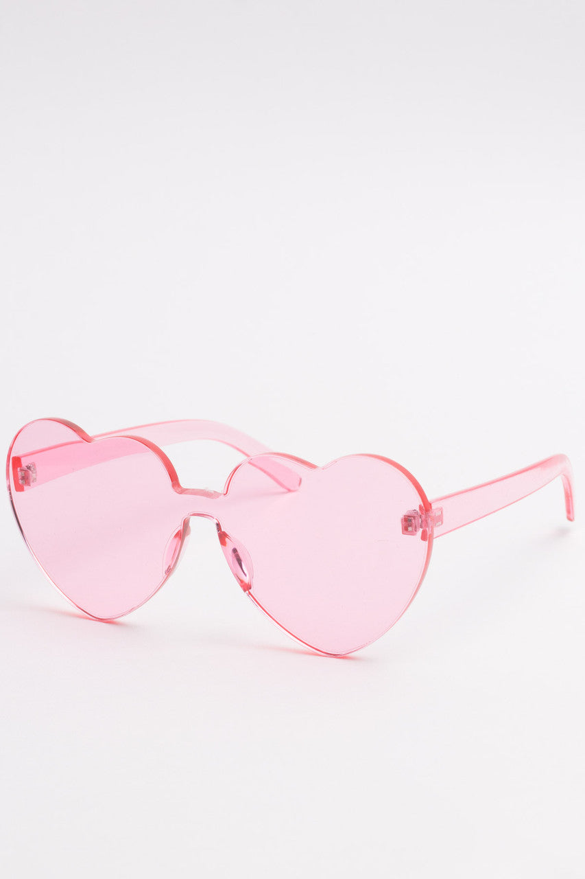 Clear Colored Hearts Sunglasses