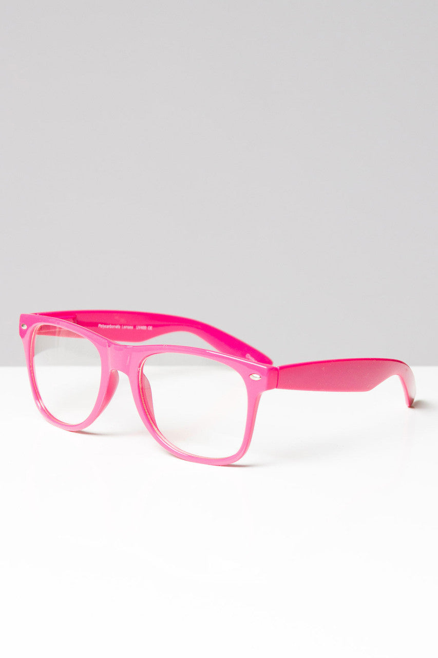 Square Neon Clear Glasses