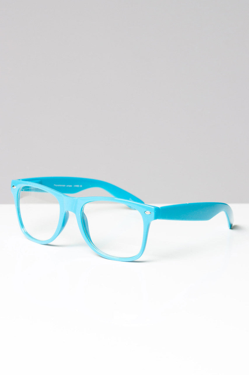Square Neon Clear Glasses