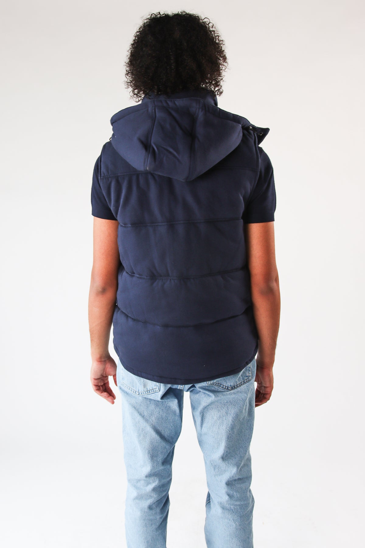 Contrast Seam Removable Hood Puffer Vest