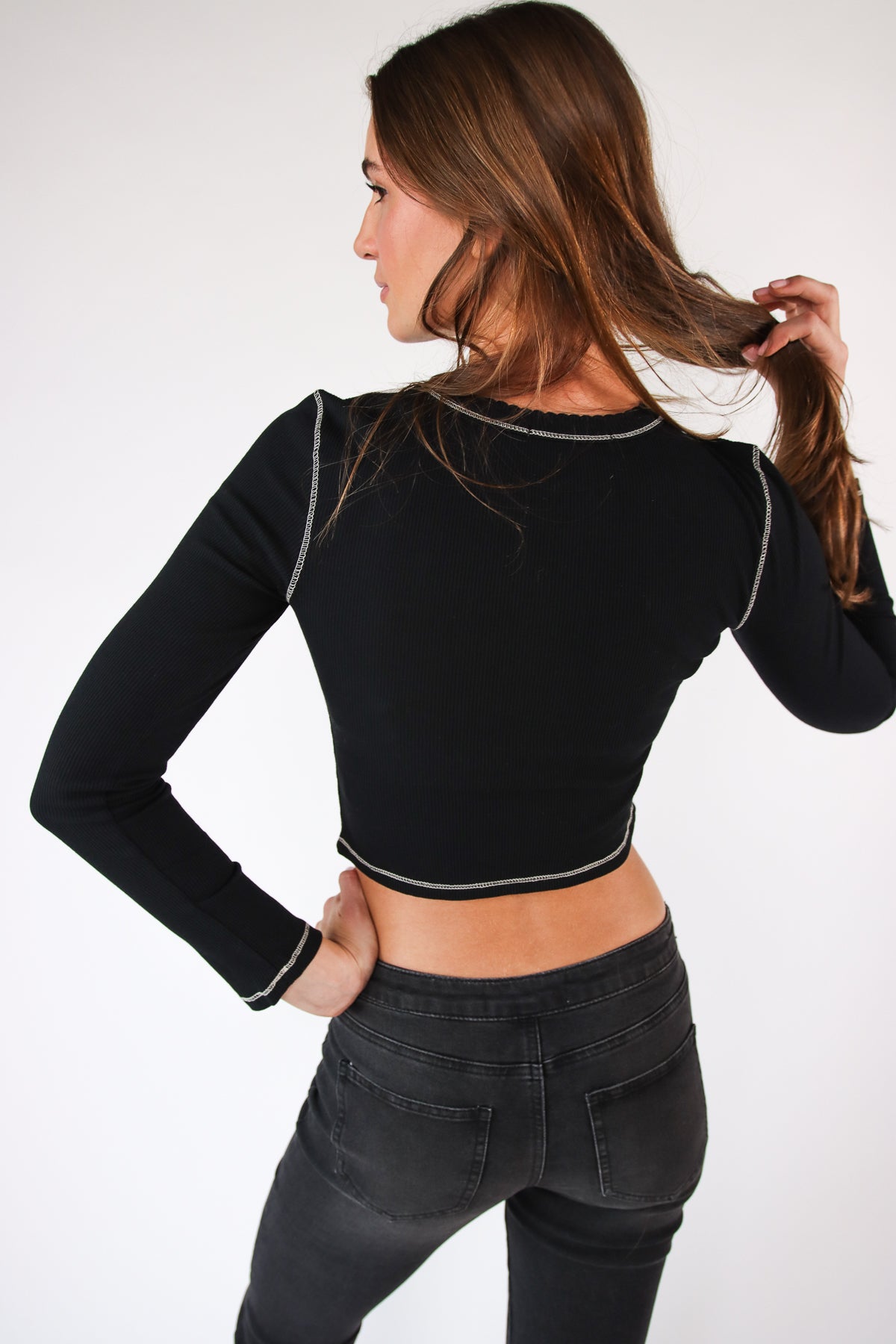 Contrast Stitch Long Sleeve Tee