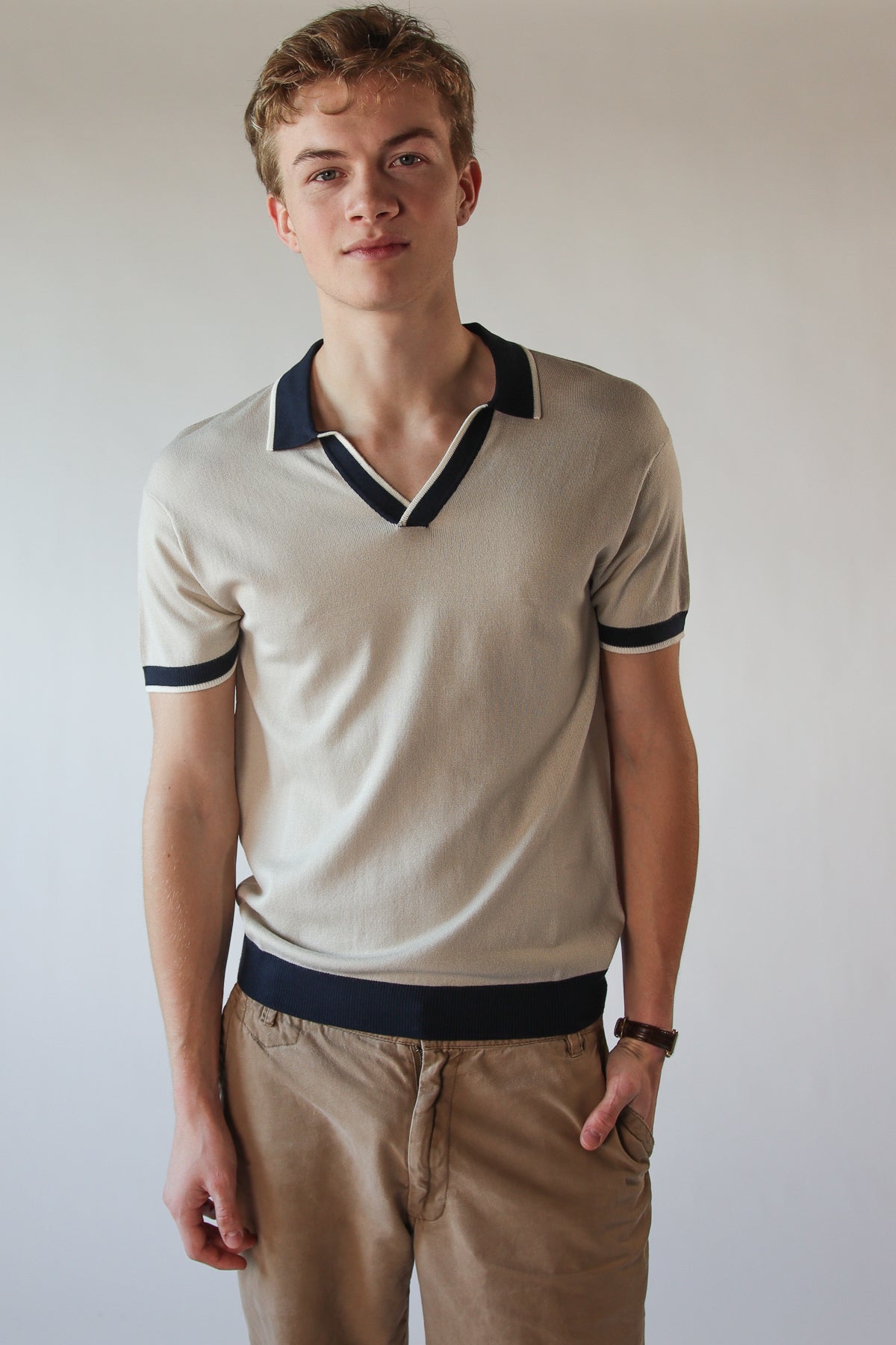 Contrast V-Neck Polo