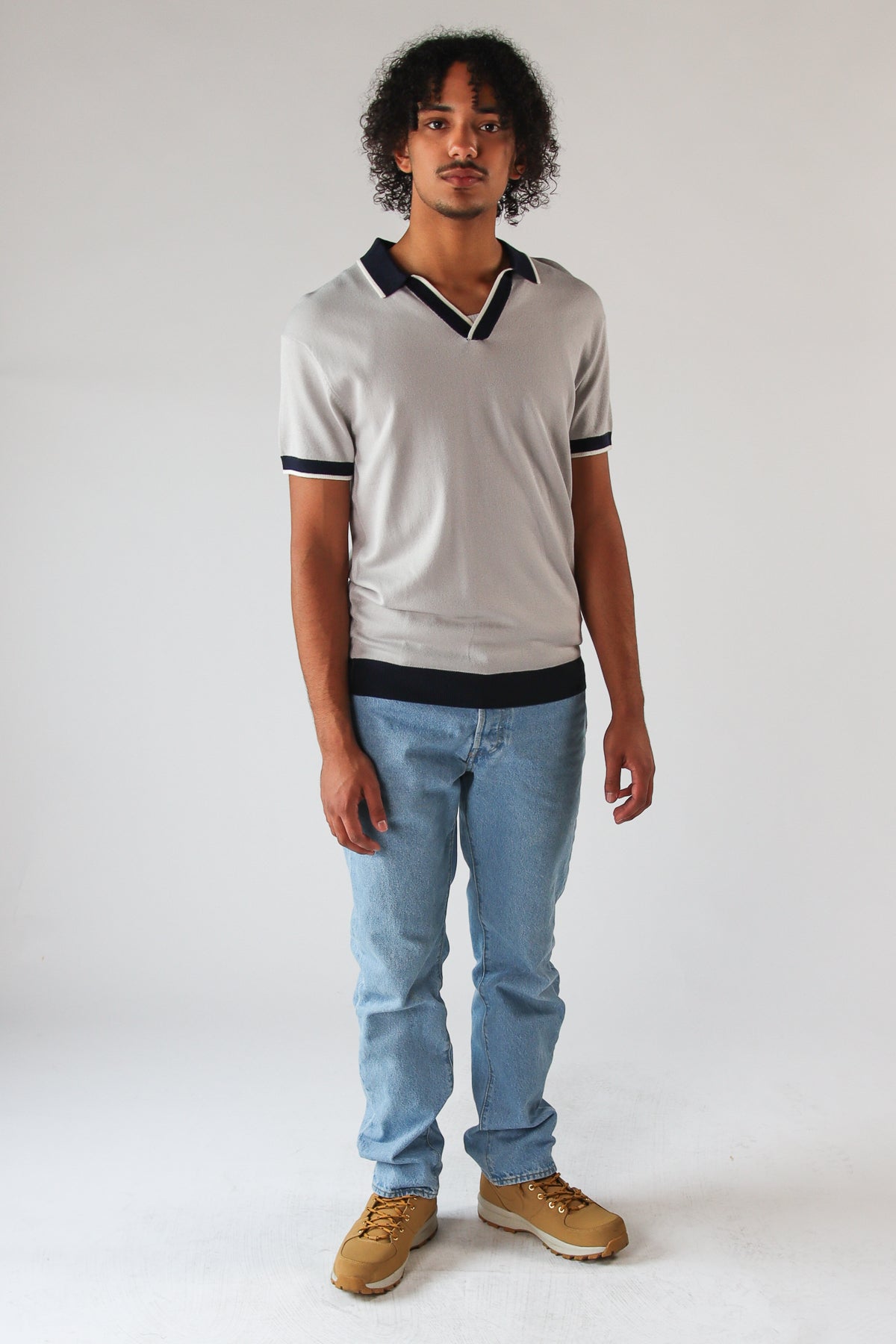 Contrast V-Neck Polo
