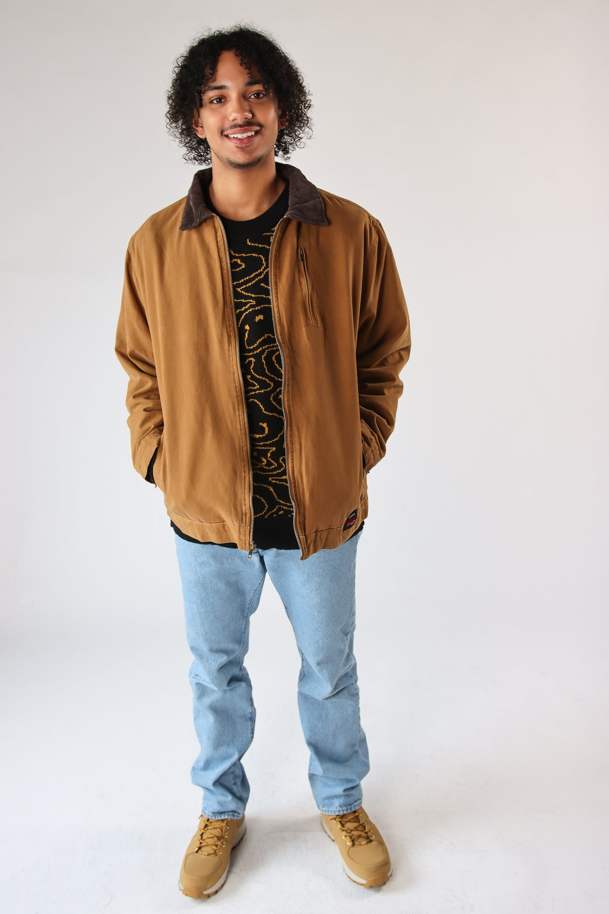 Corduroy Collar Canvas Jacket