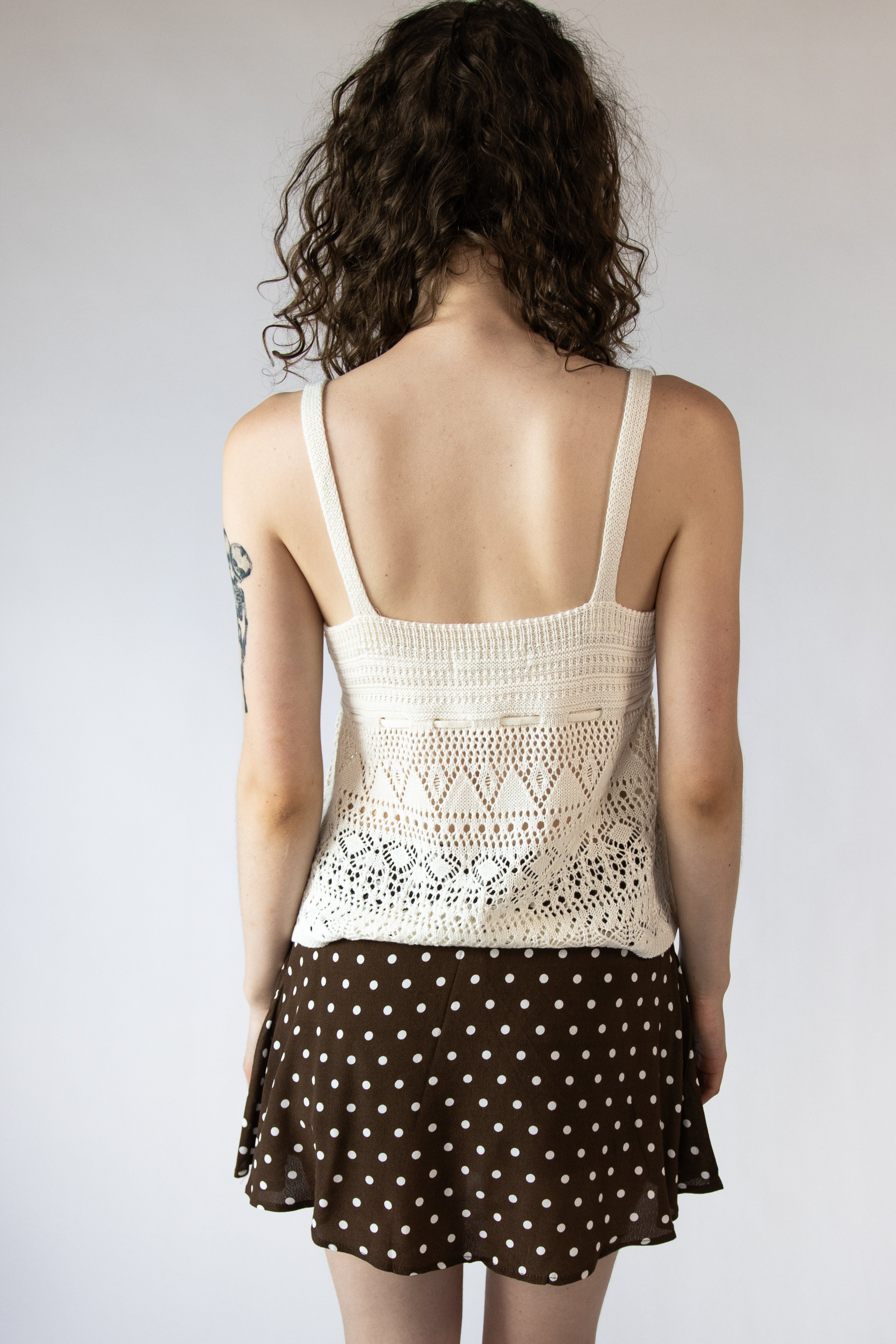 Mixed Open Knit Flyaway Tank Top