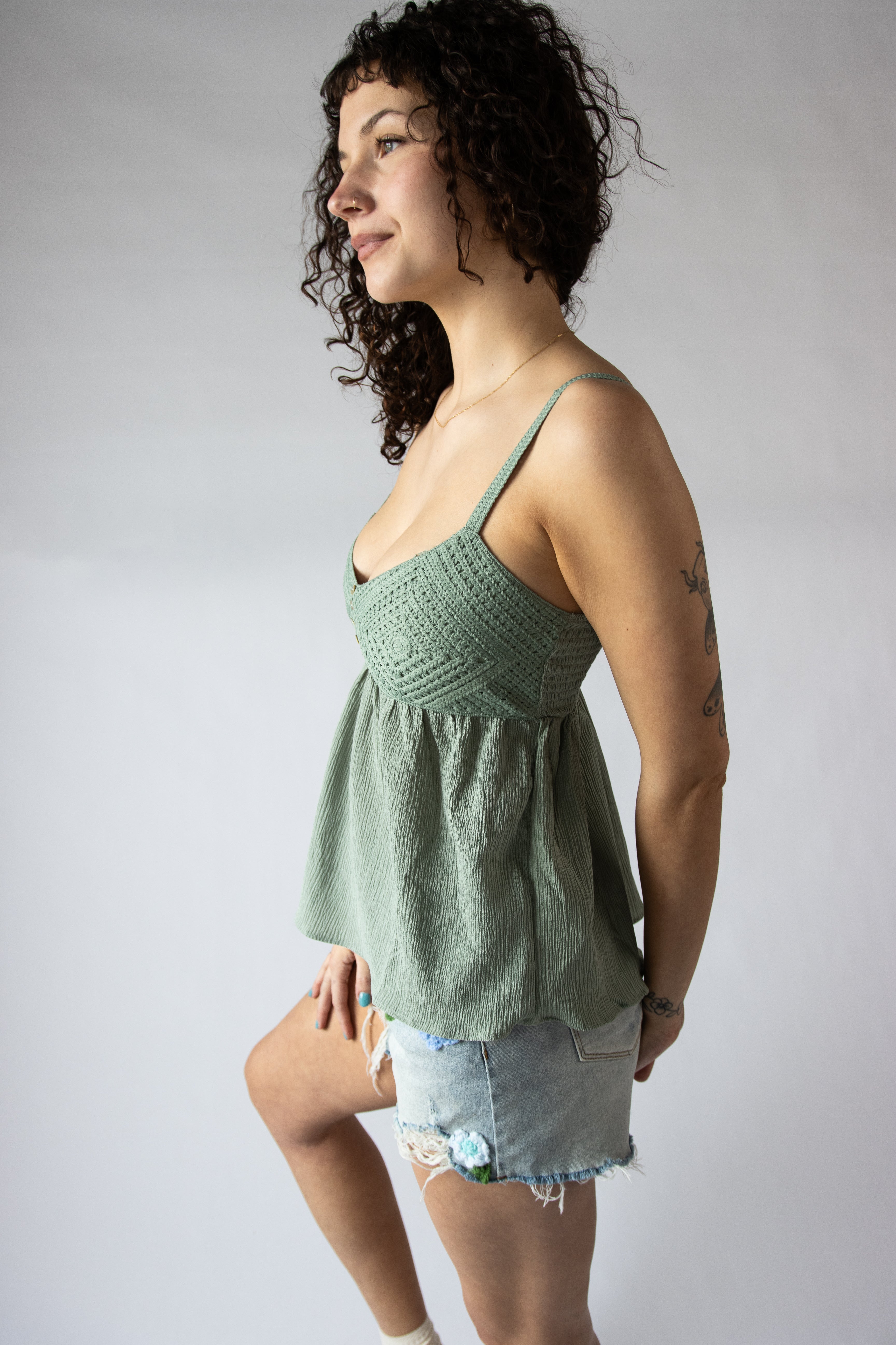 Knit Top Babydoll Tank Top