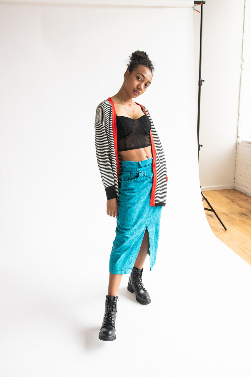 Vintage Sundance Blue Denim Midi Skirt (1990s)