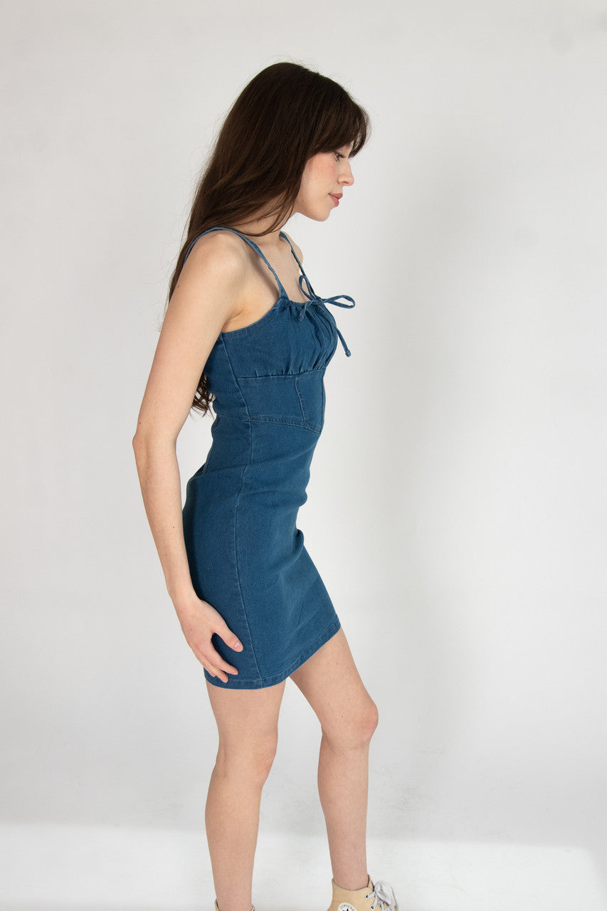Corset Bodice Denim Mini Dress