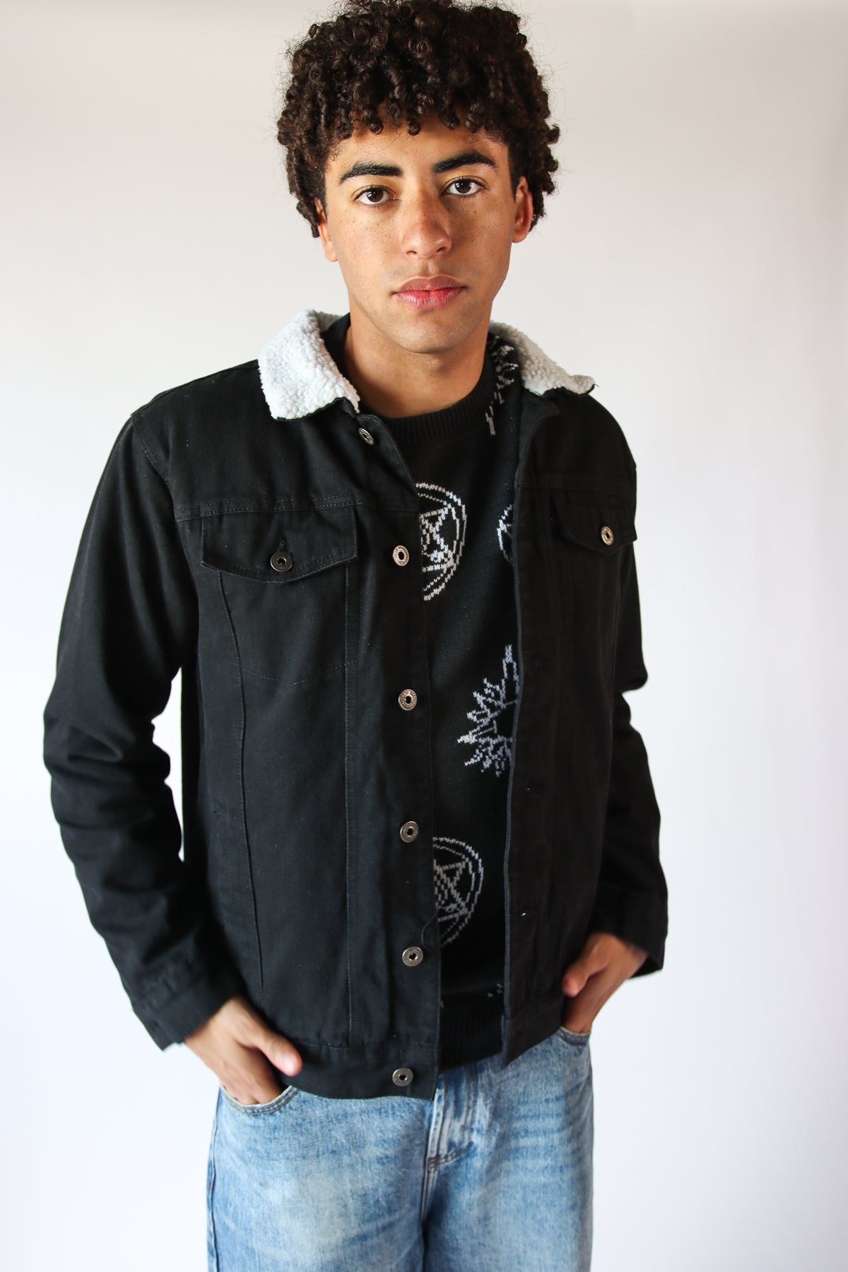 Faux Sherling Lined Trucker Jacket