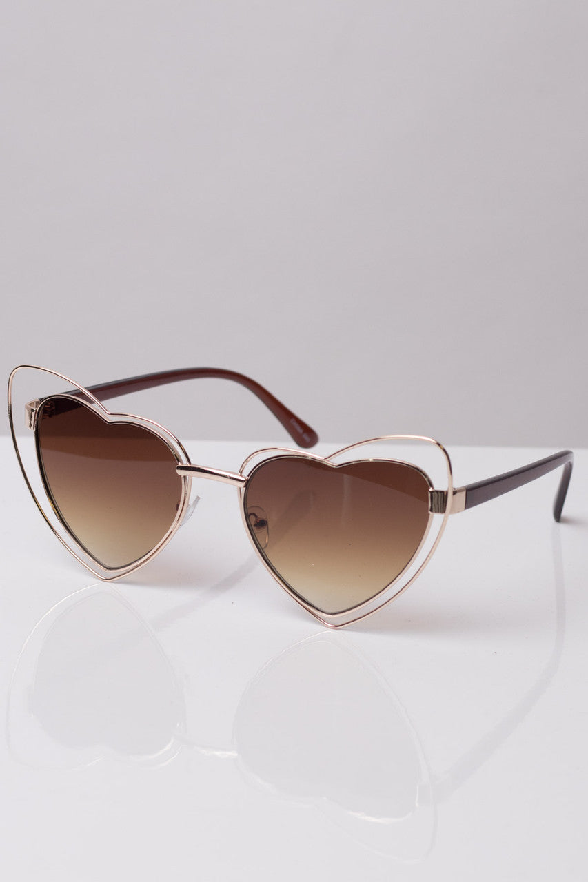 Double Rimmed Heart Sunglasses