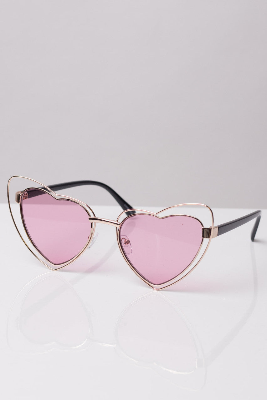 Double Rimmed Heart Sunglasses