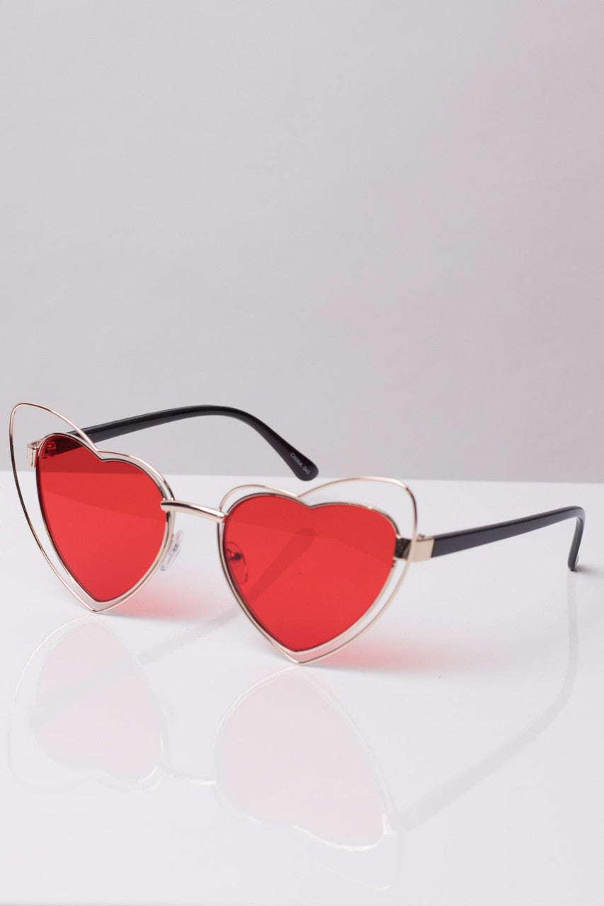 Double Rimmed Heart Sunglasses