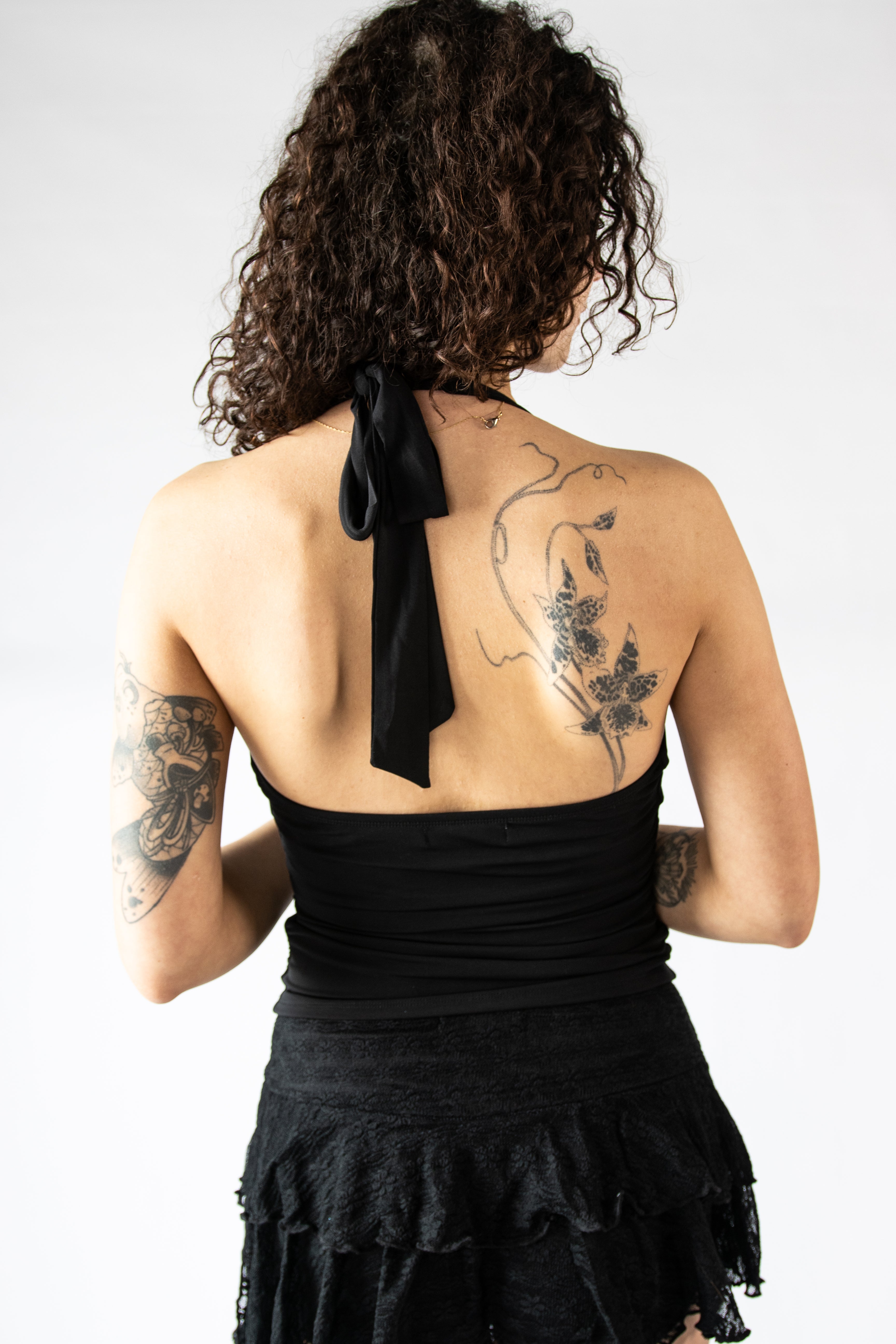 Cowl Neck Ruched Halter Top