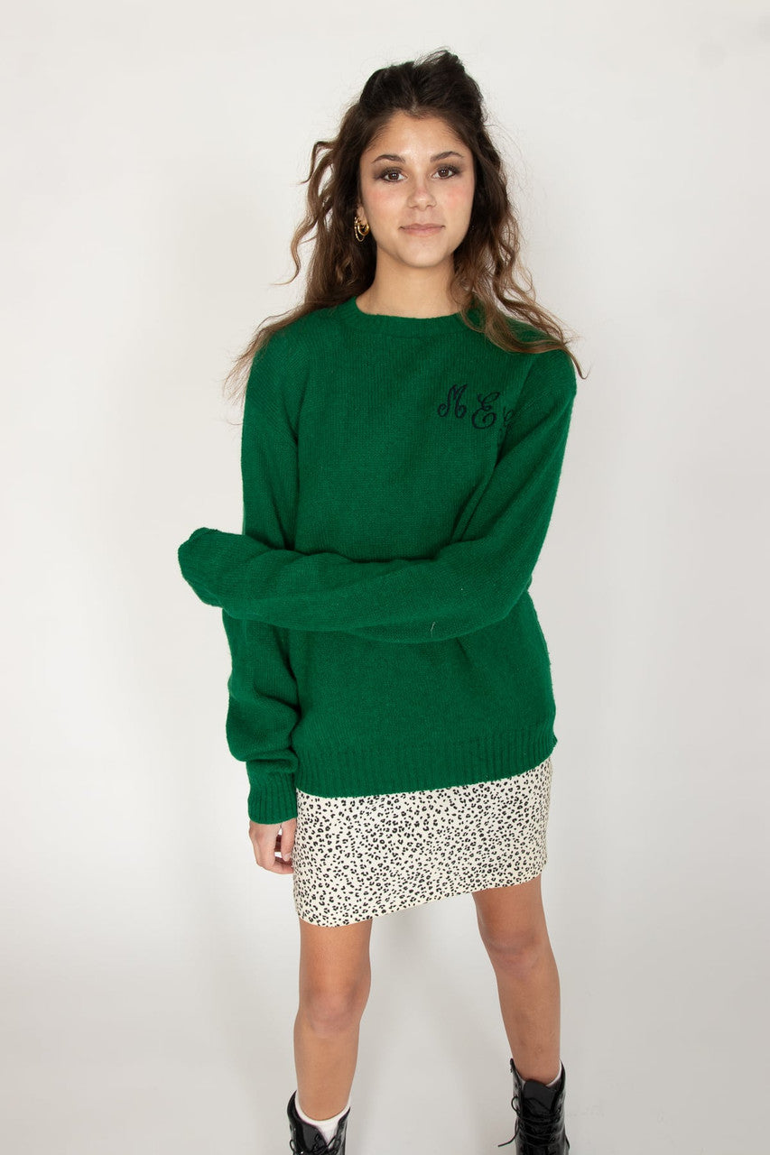 Vintage Green M E G Monogram Sweater (1980s)