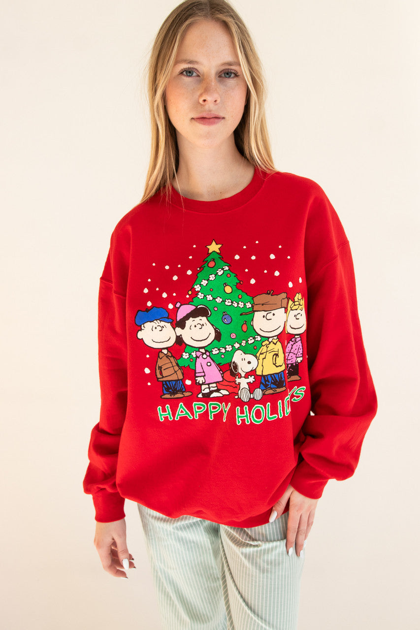 Vintage "Happy Holidays" Charlie Brown Peanuts Gang Ugly Christmas Sweatshirt