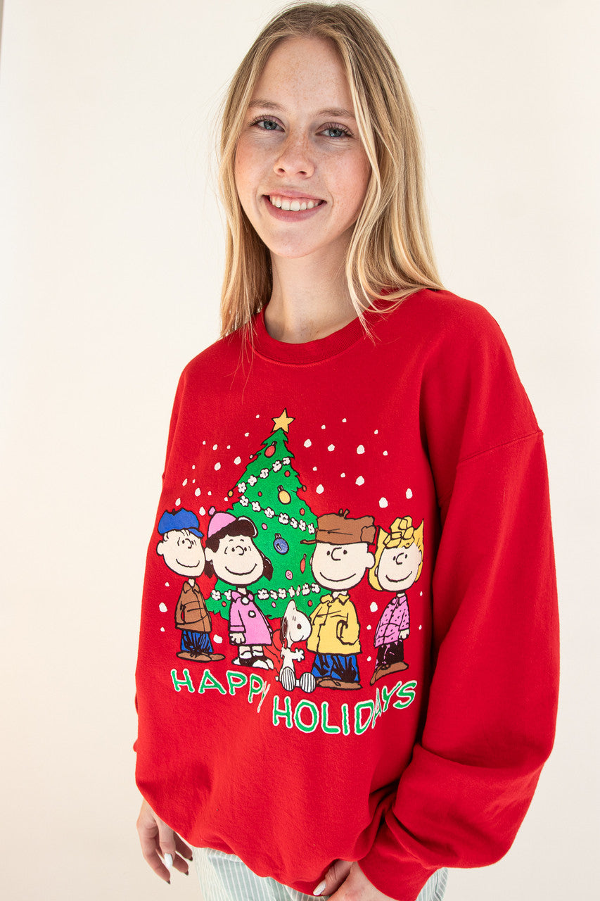 Vintage "Happy Holidays" Charlie Brown Peanuts Gang Ugly Christmas Sweatshirt