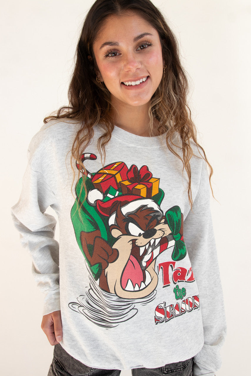 Vintage "Taz The Season" Looney Tunes Ugly Christmas Sweatshirt