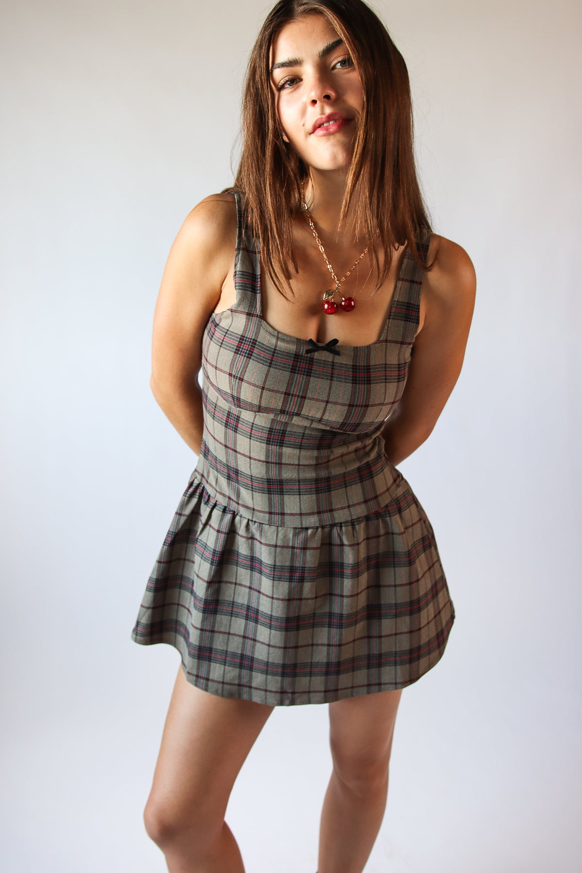 Drop Waist Plaid Mini Dress