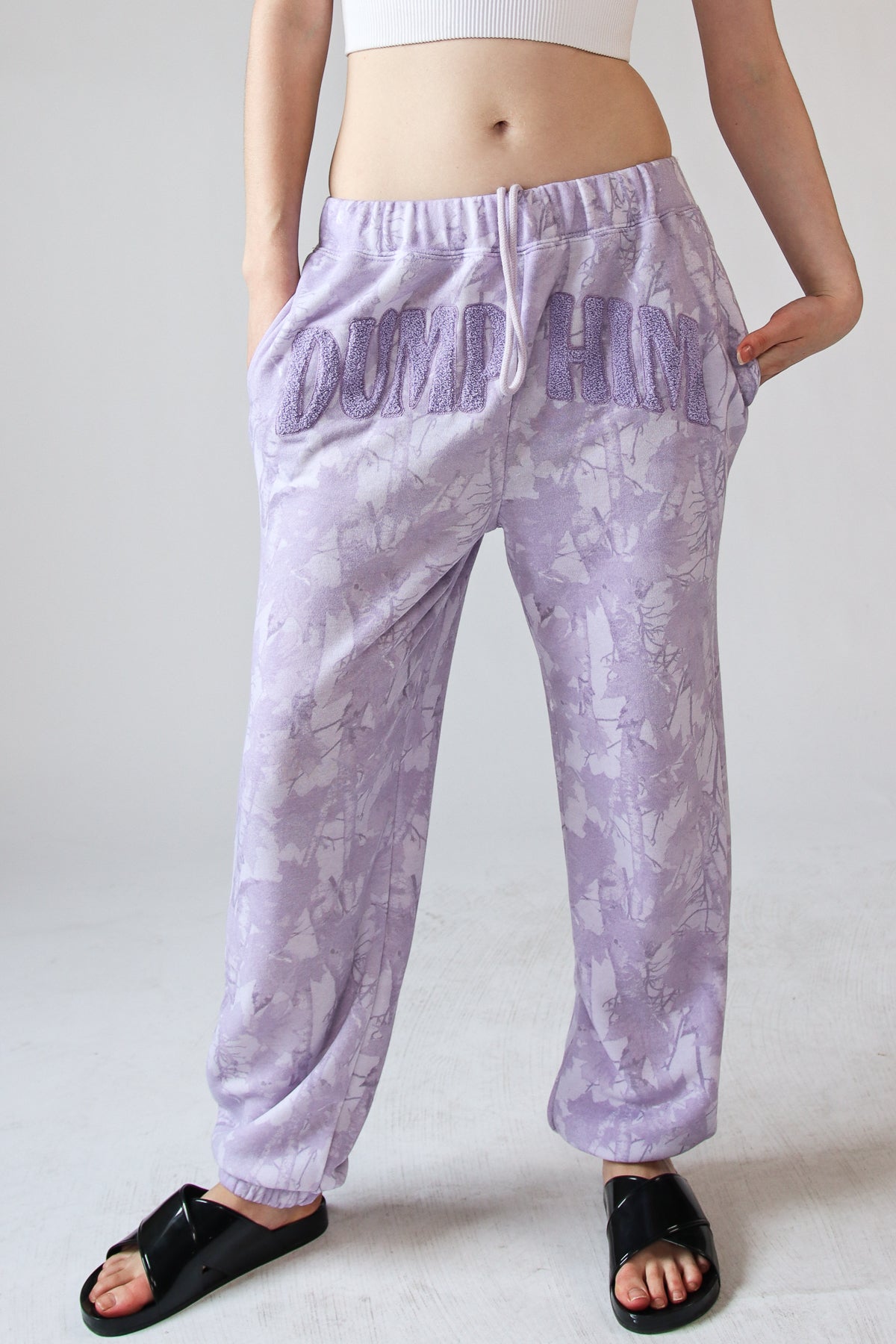 Dump Him Woodland Print Joggers