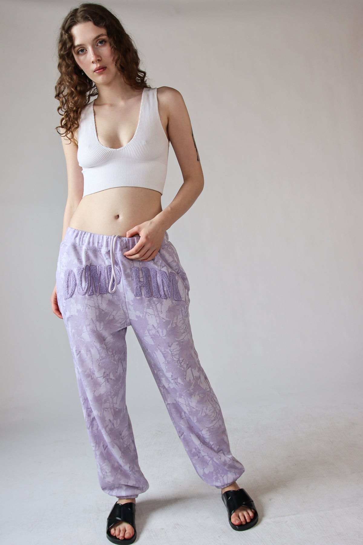 Dump Him Woodland Print Joggers