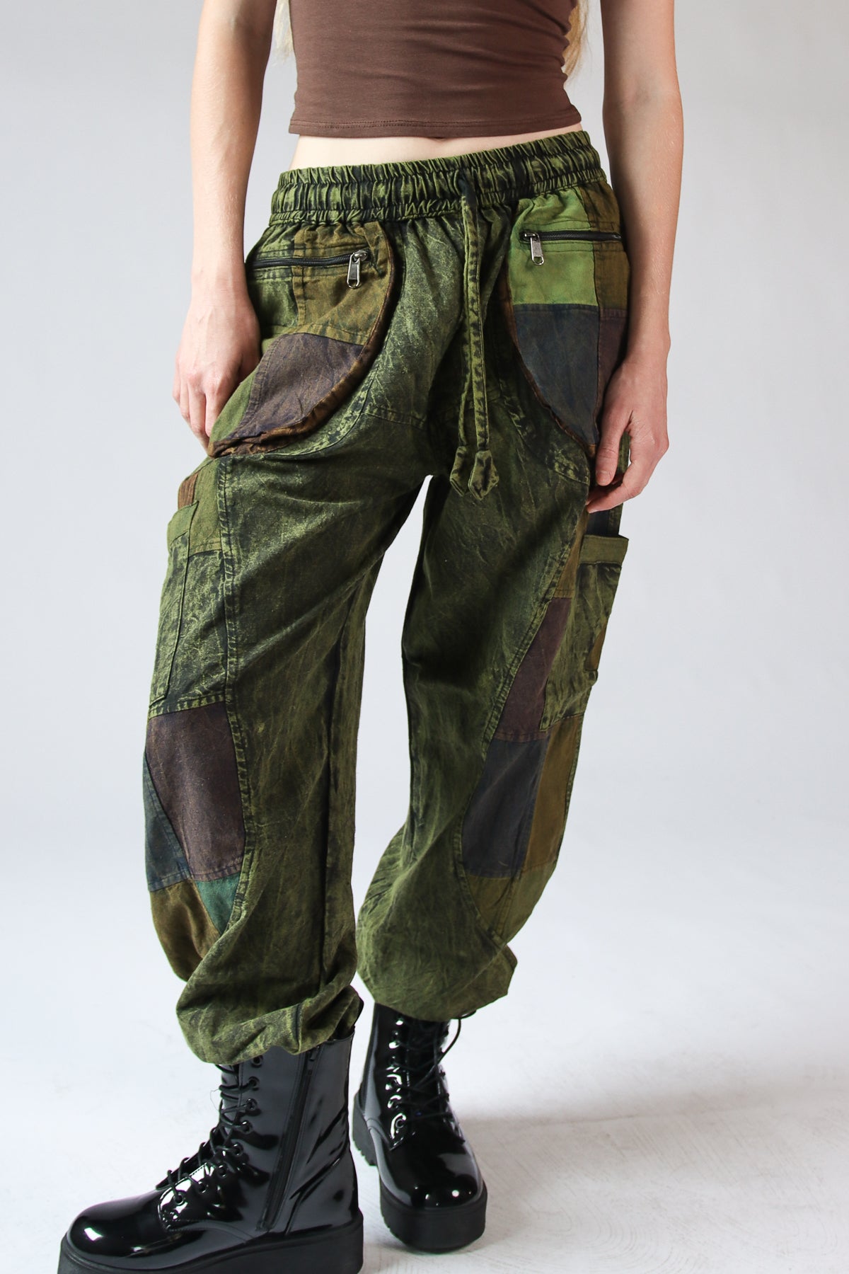 Earth Tones Cargo Patchwork Pants
