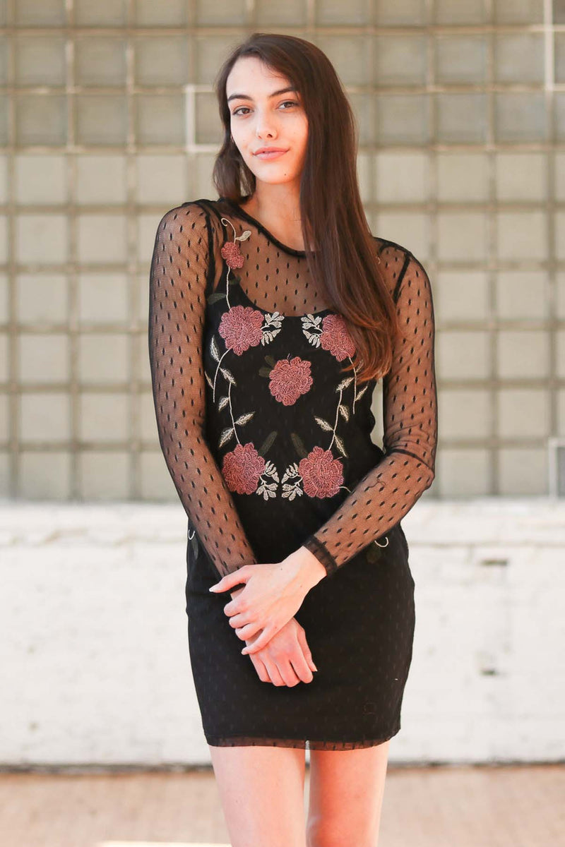 Mesh Strap Dress Patterned