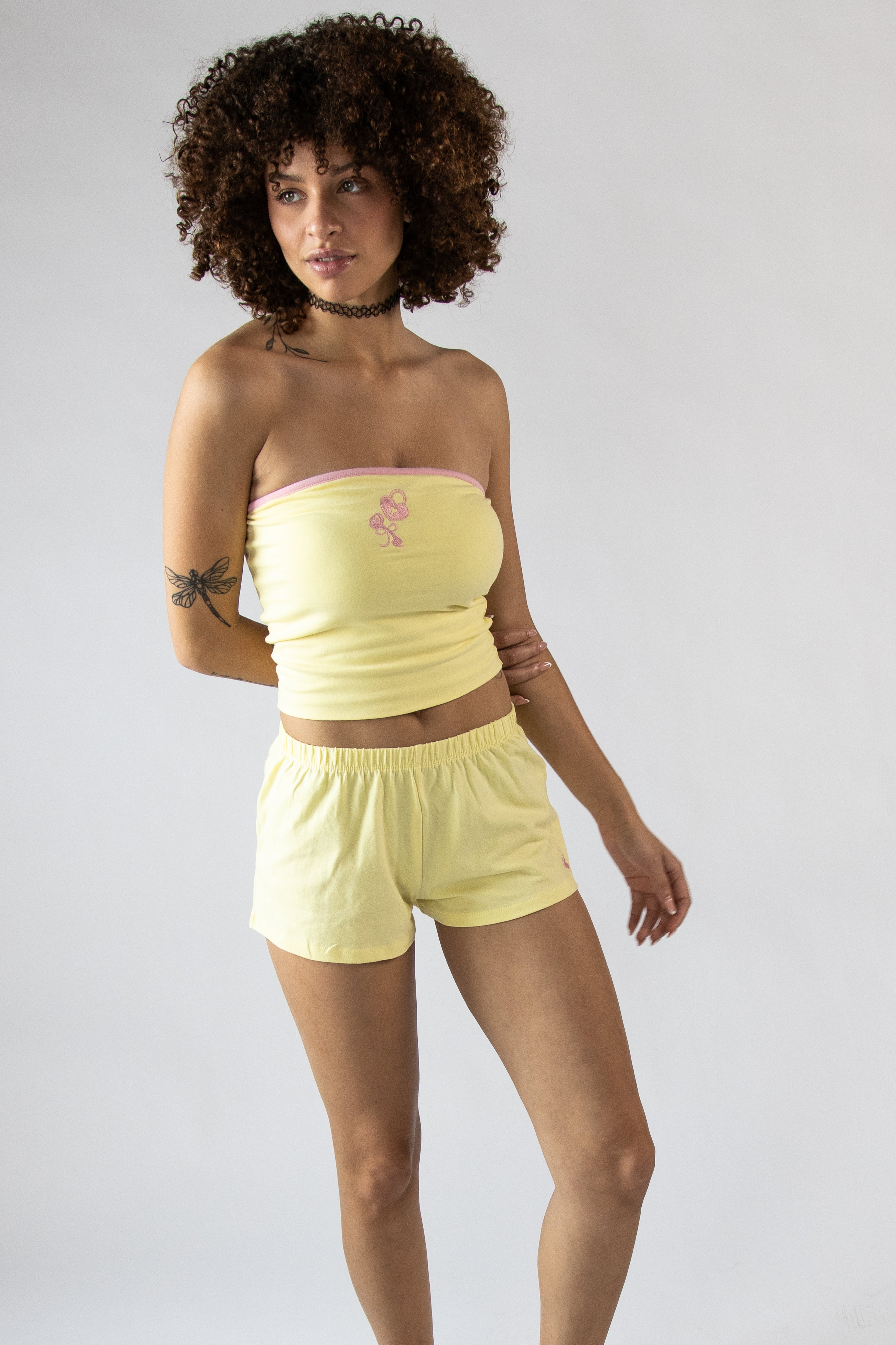 Embroidered Heart Lock Shorts