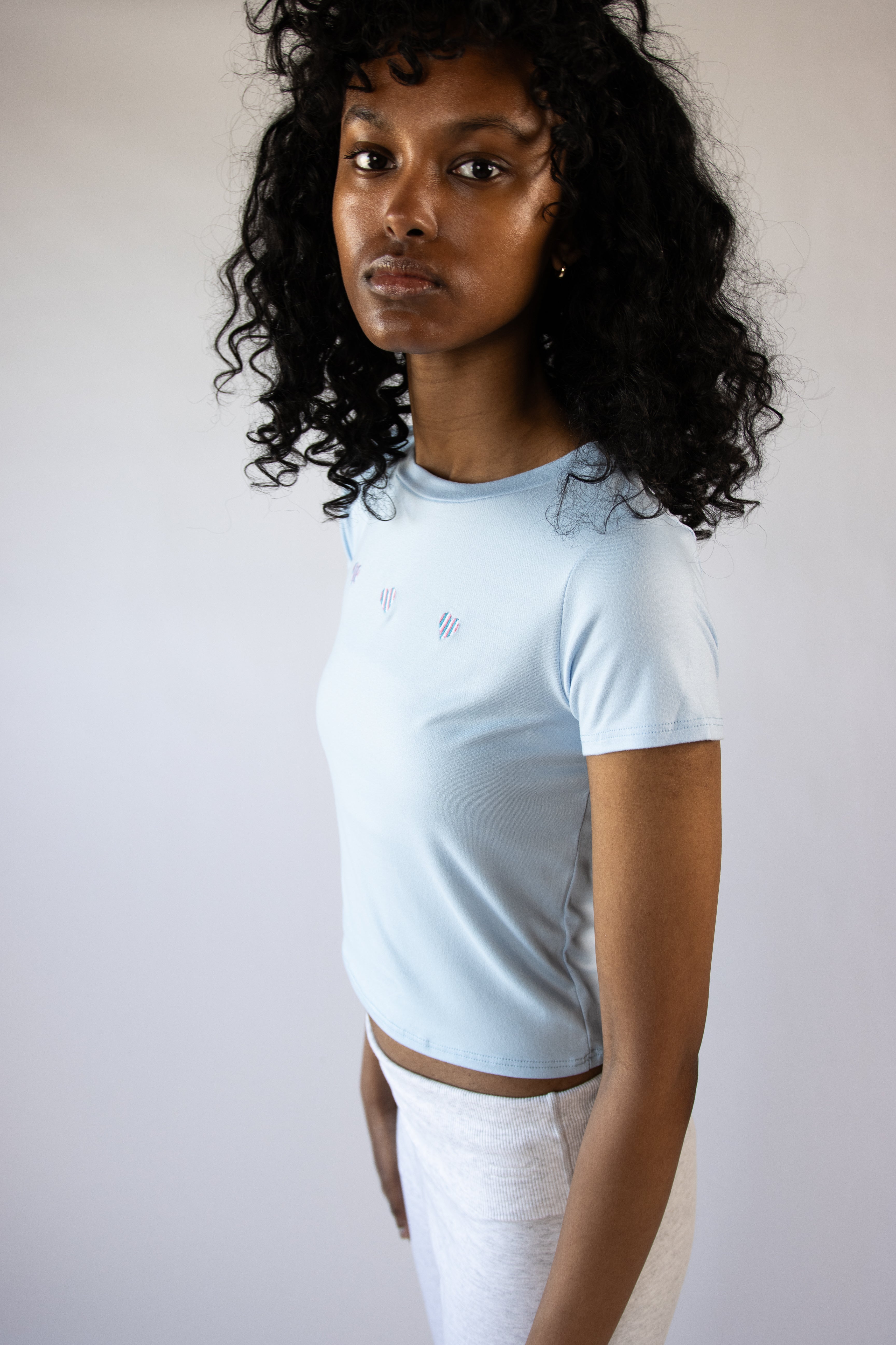 Embroidered Rainbow Hearts T-Shirt