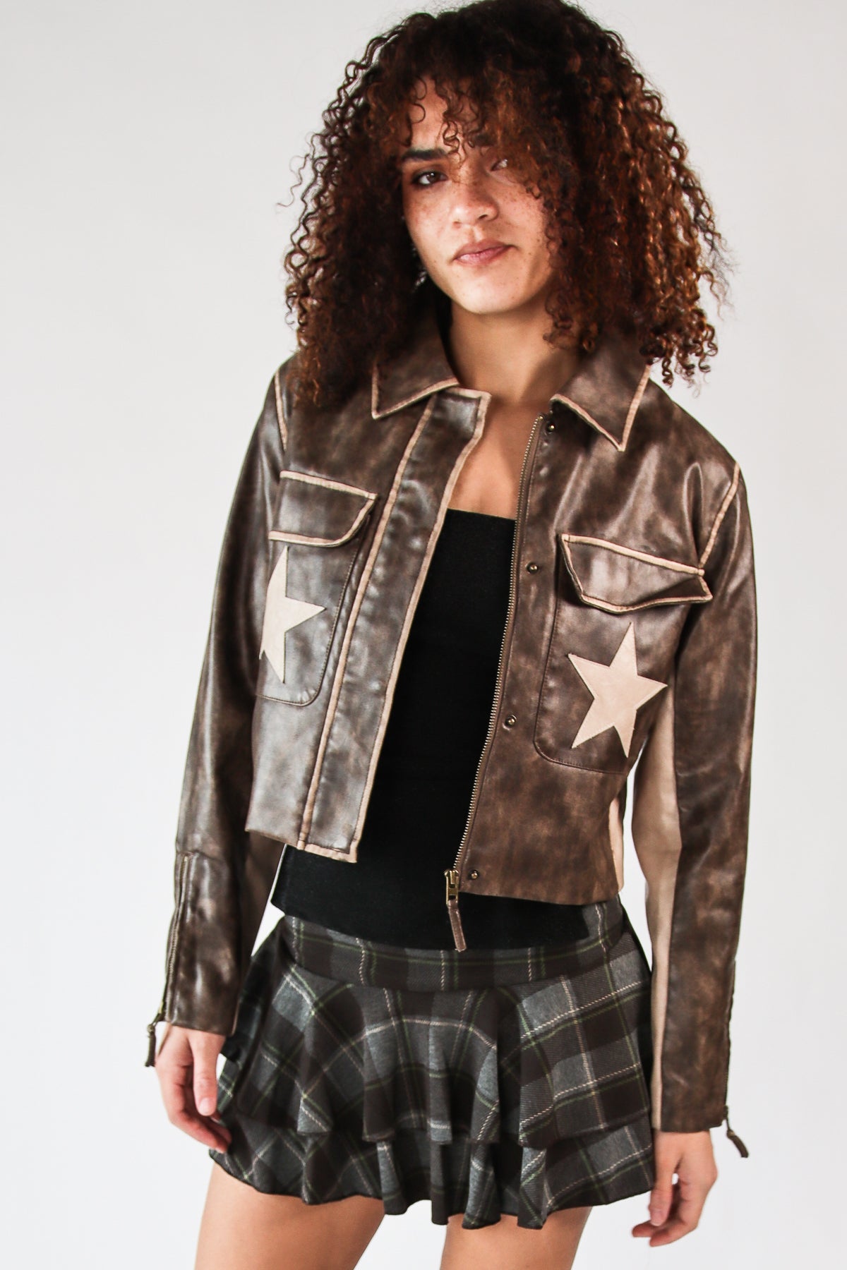 Double Star Brown Moto Jacket