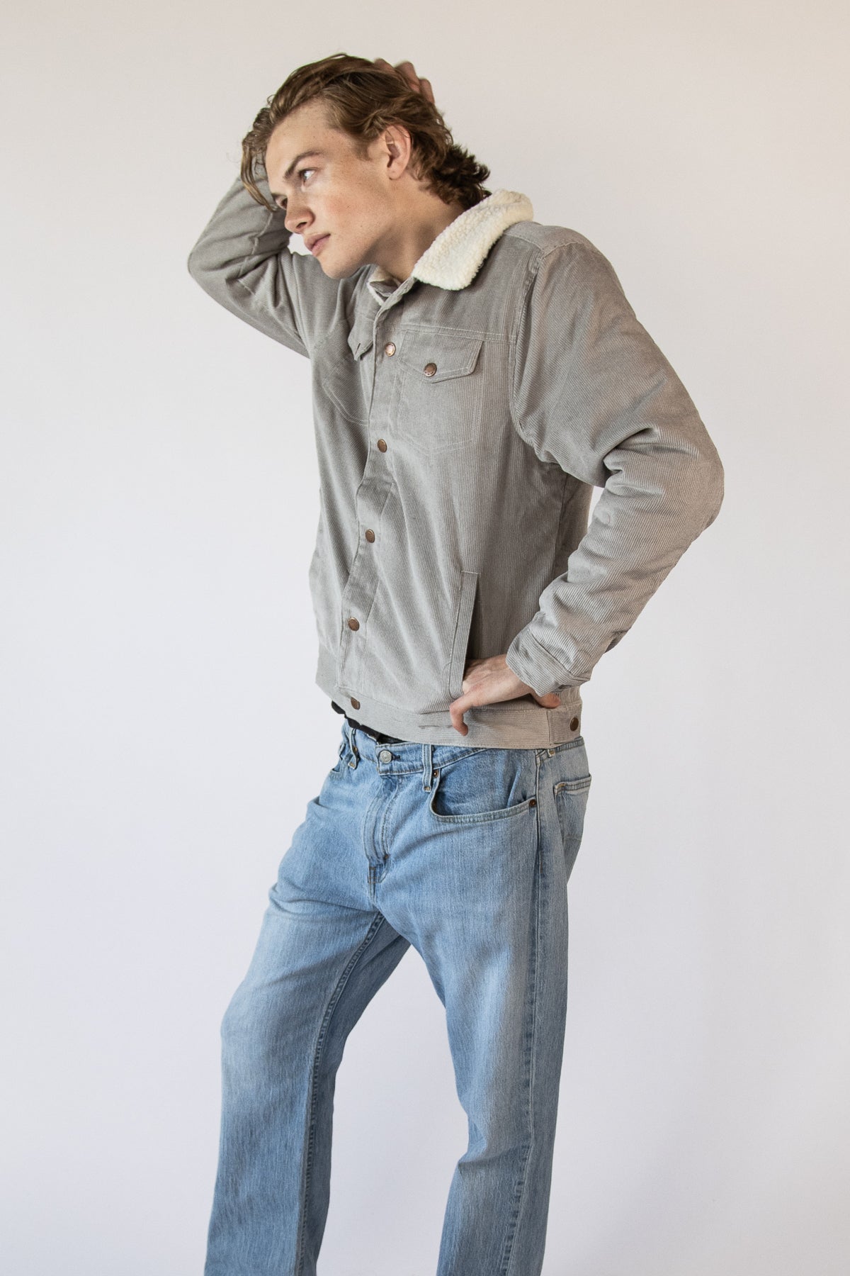 Faux Sherpa Lined Cord Trucker Jacket
