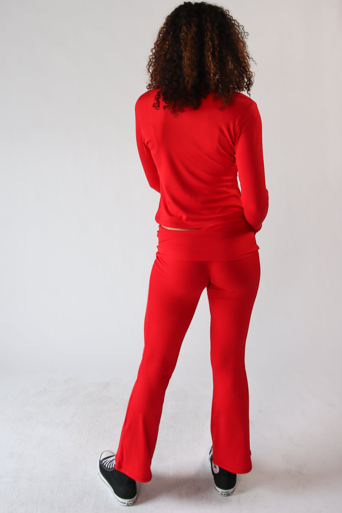 Ribbed Lightweight Fleece Lined Flare Leggings