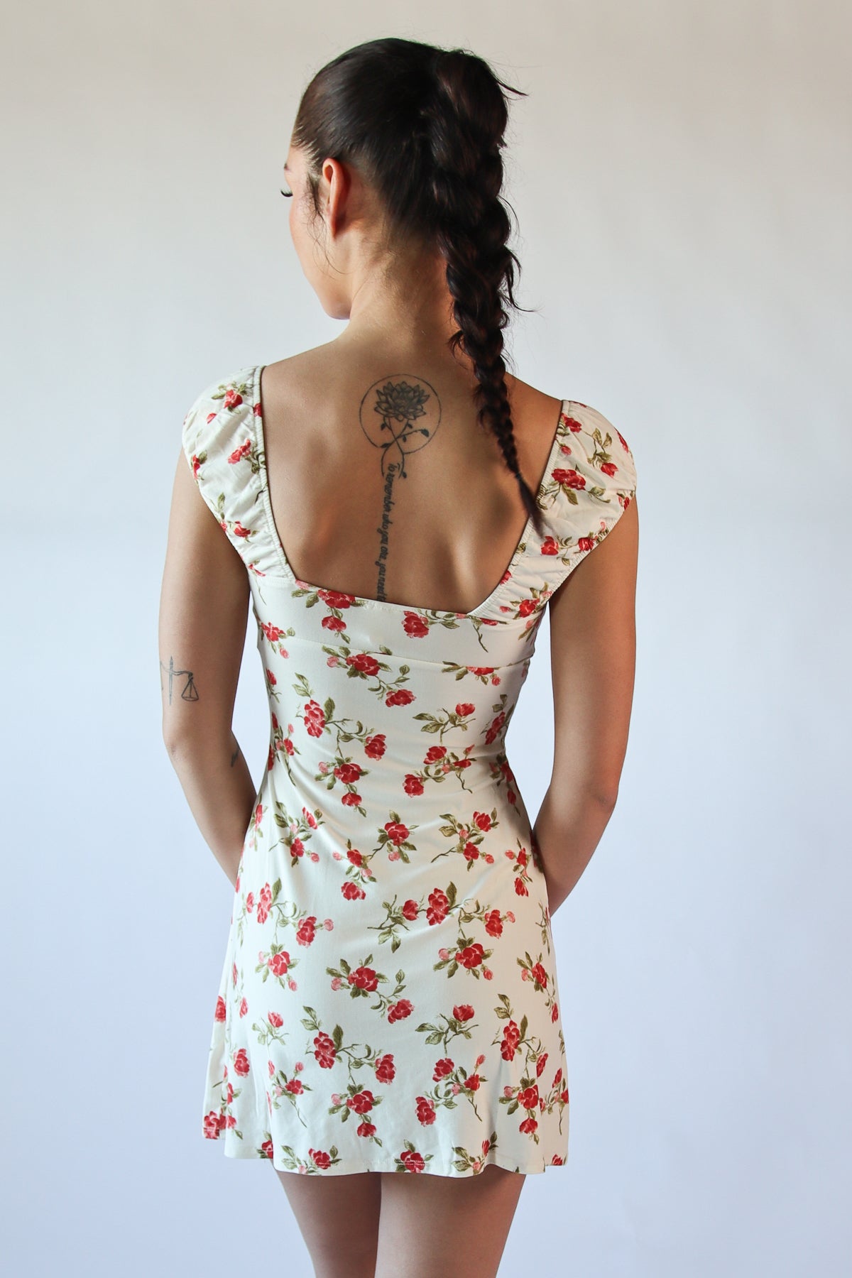 Floral Lace Trim Mini Dress