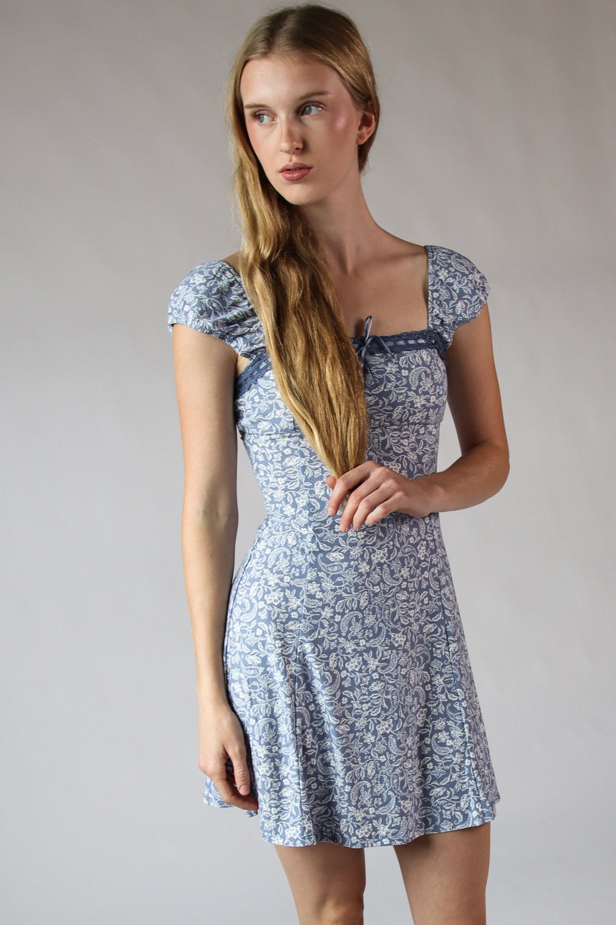 Floral Lace Trim Mini Dress