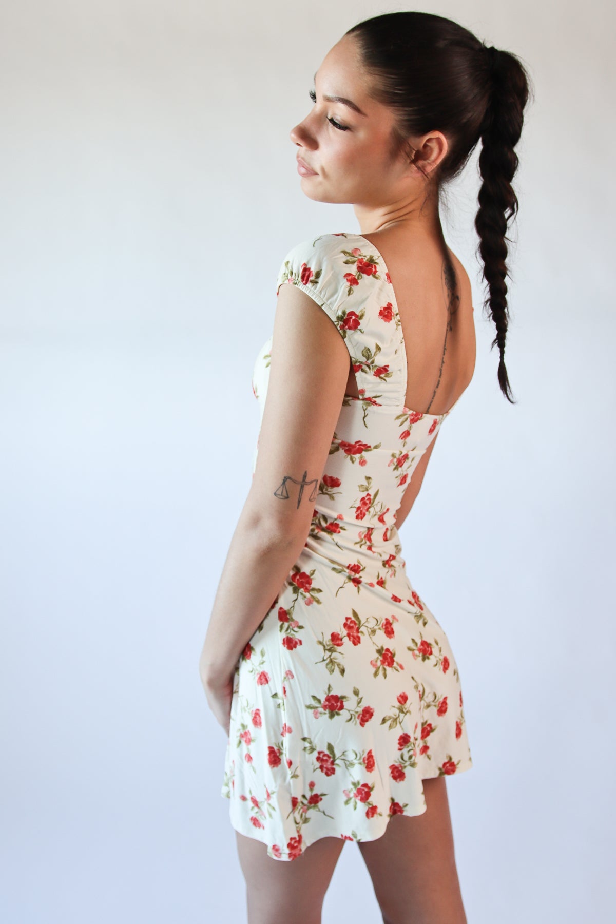 Floral Lace Trim Mini Dress