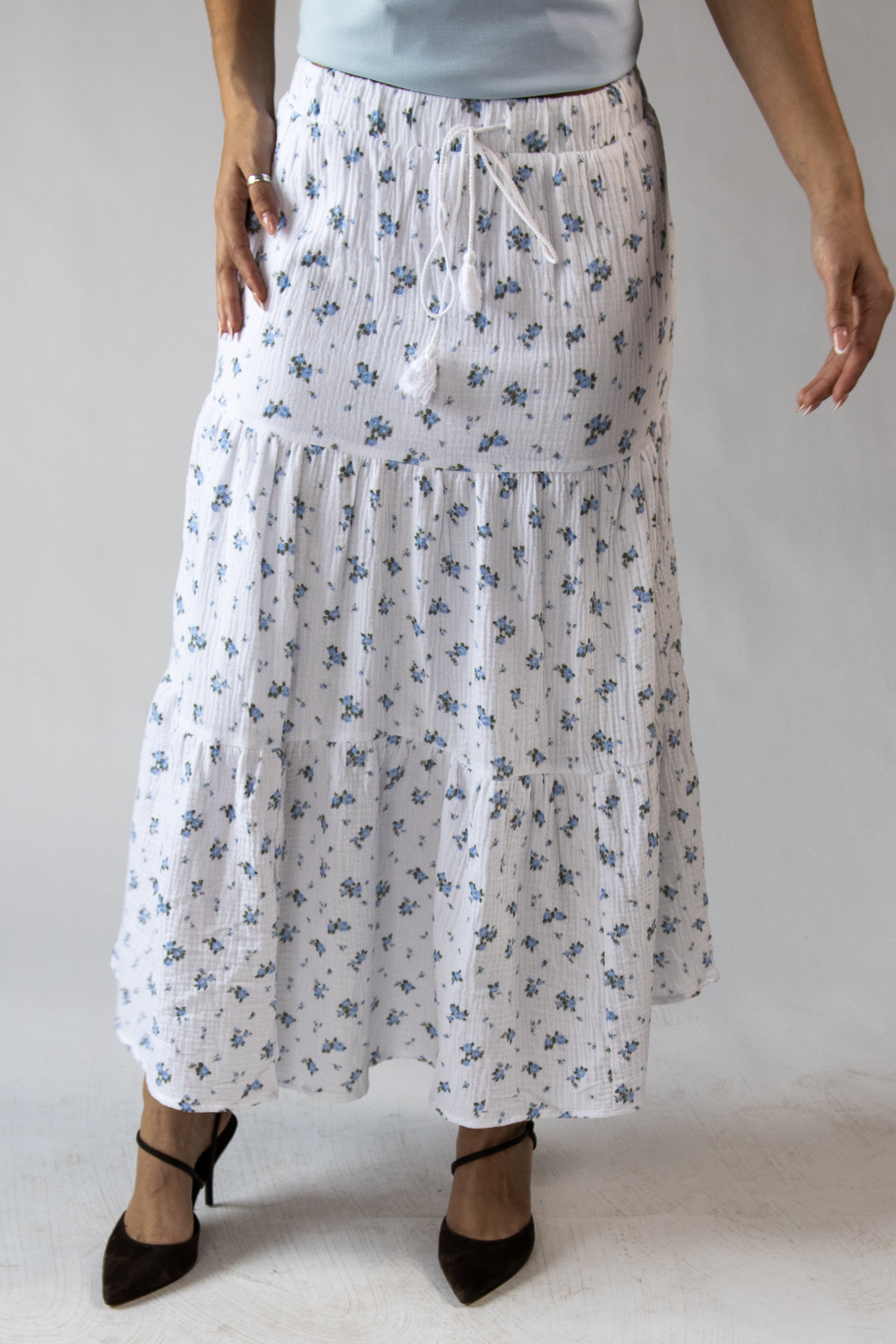 Gauze Tiered Maxi Skirt