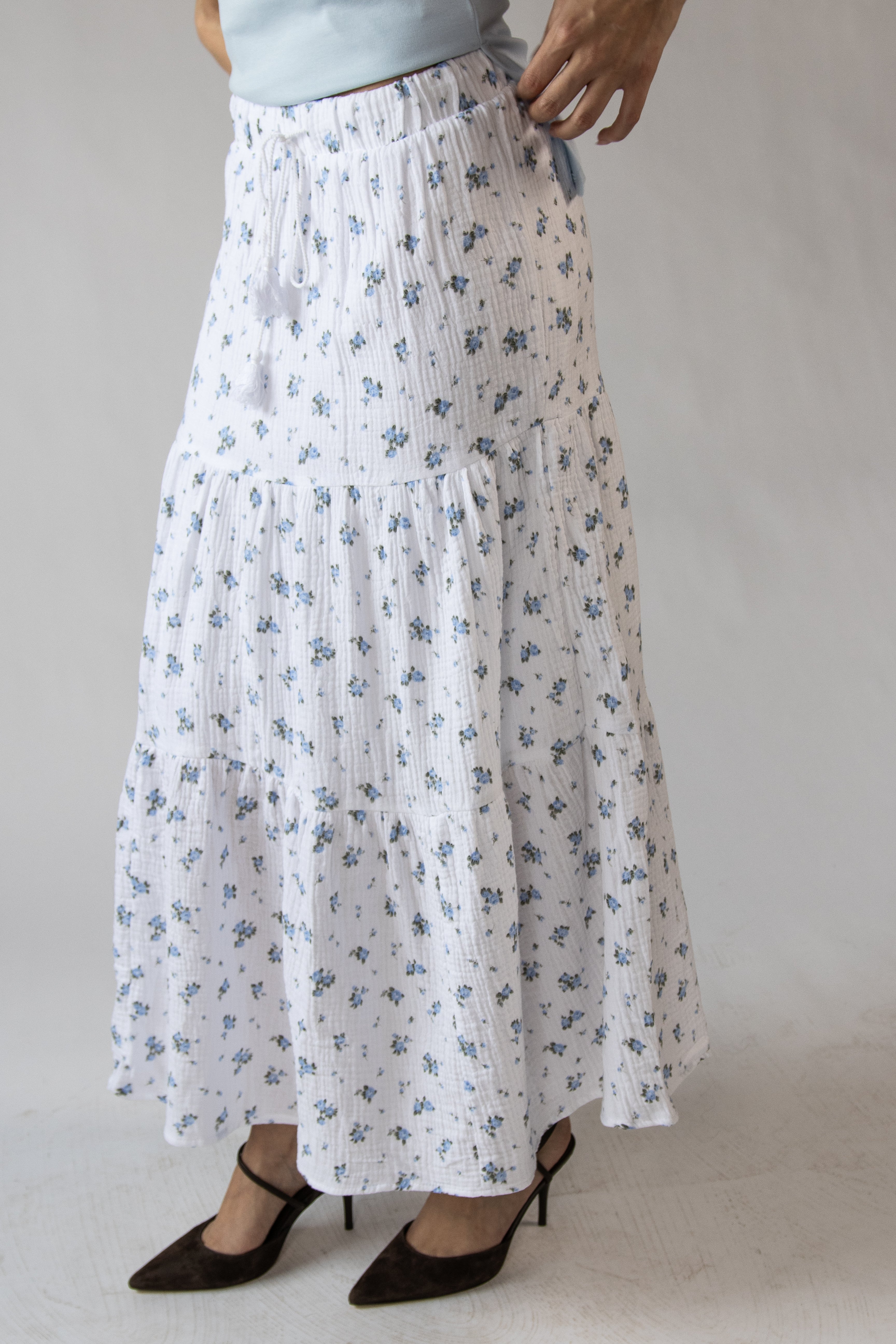 Gauze Tiered Maxi Skirt